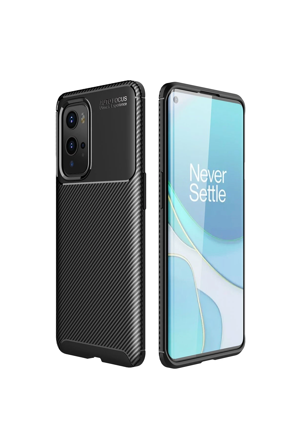 Newface One Plus 9 Pro Kılıf Auto Focus Karbon Kapak - Siyah