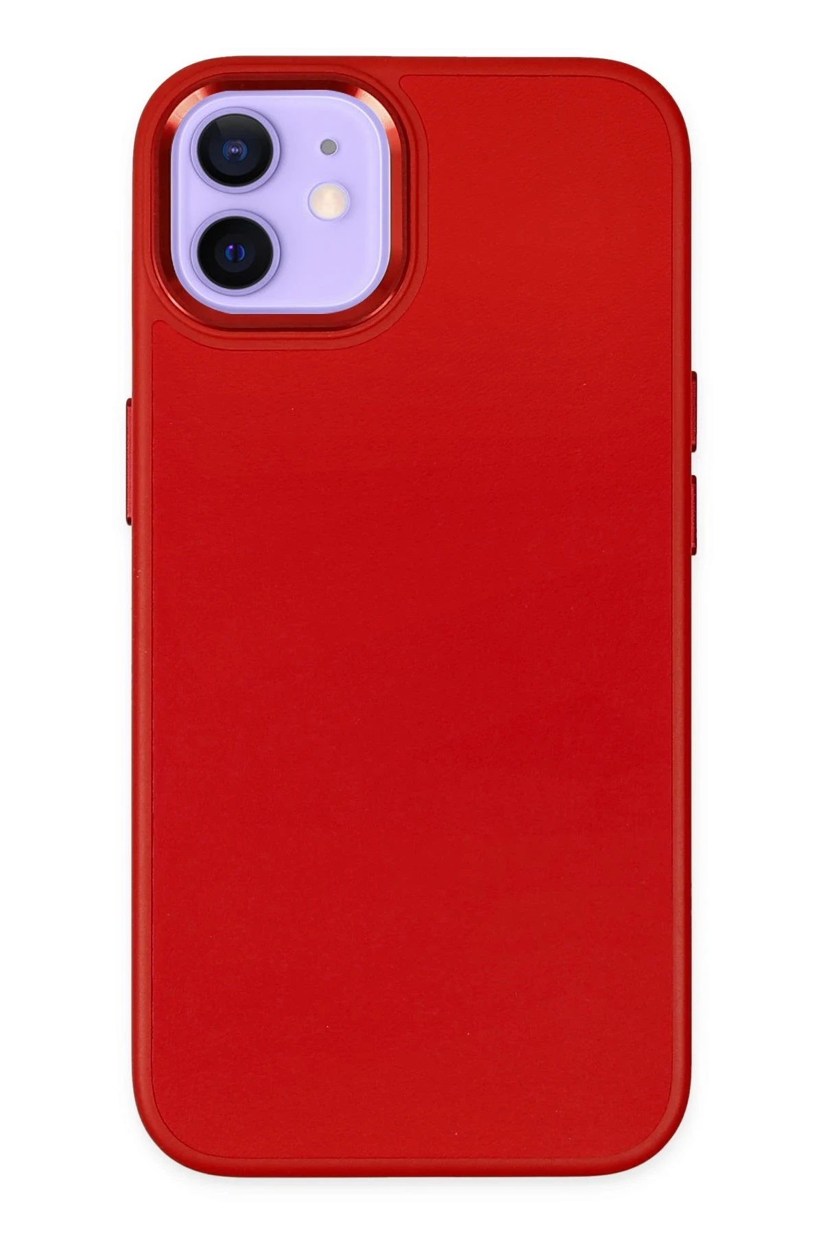 Newface iPhone 12 Kılıf Asya Deri Silikon - Kırmızı