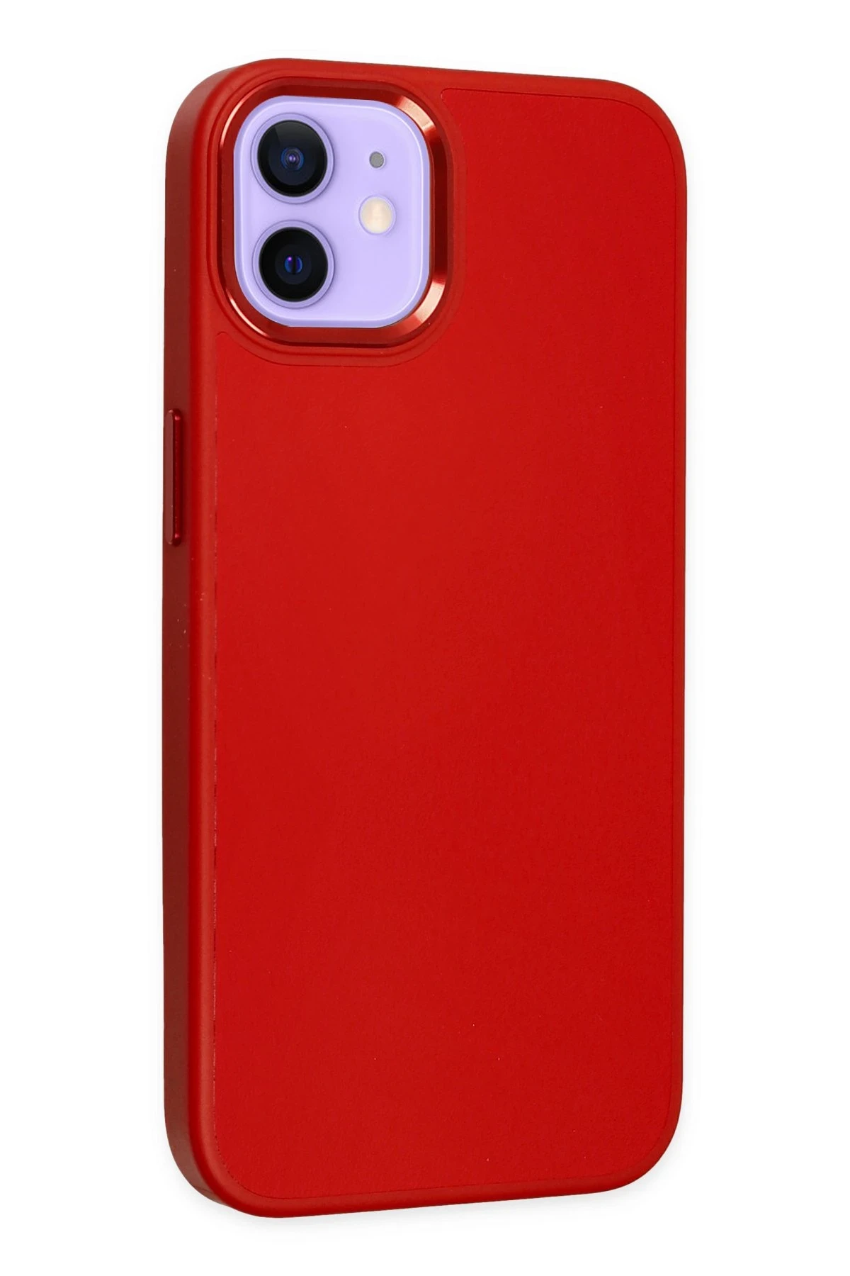 Newface iPhone 12 Kılıf Asya Deri Silikon - Kırmızı