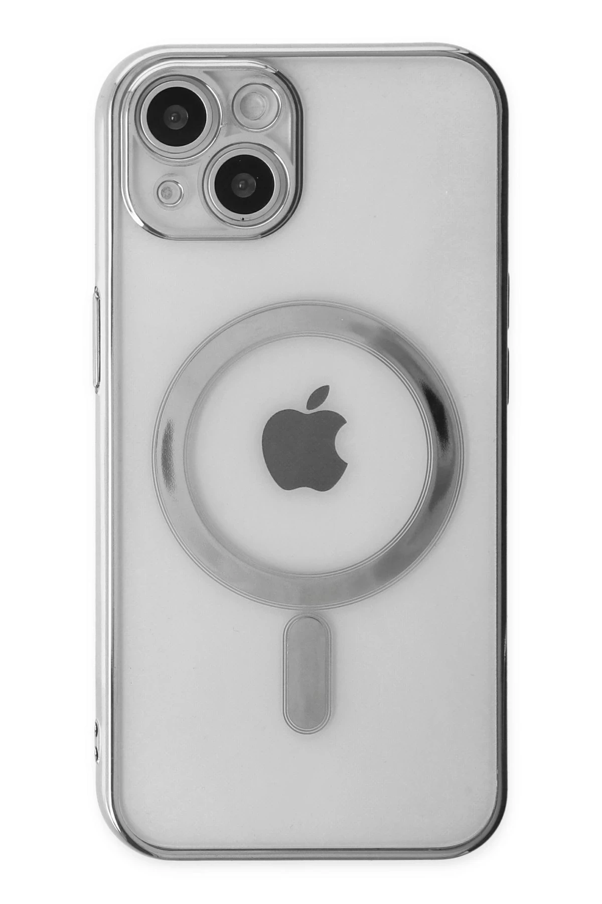 Newface iPhone 14 Plus Kılıf Magneticsafe Lazer Silikon - Gümüş