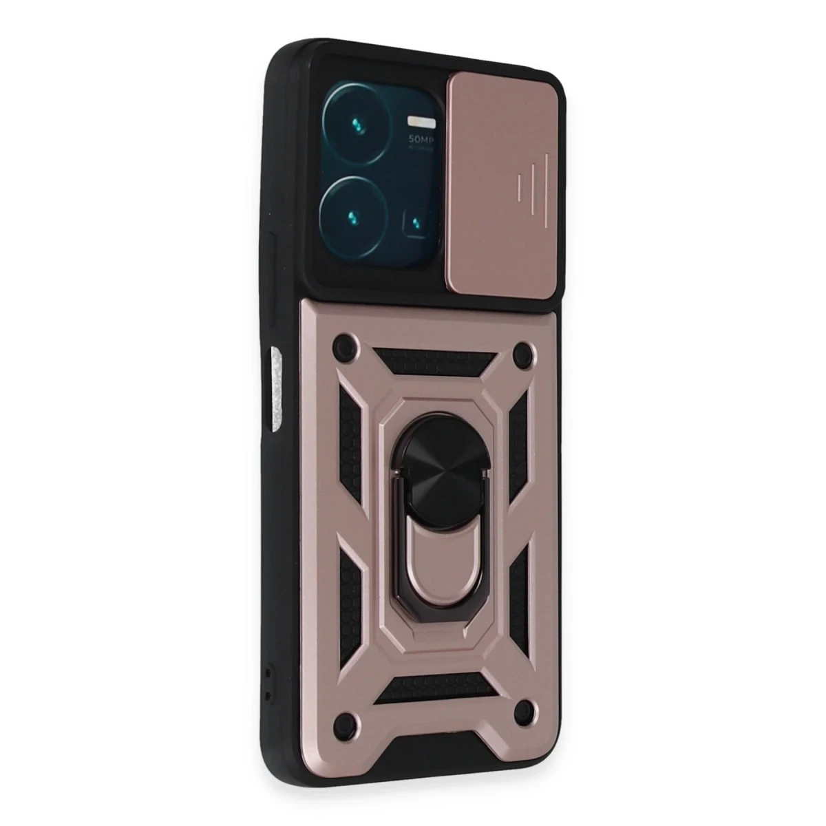 Newface Vivo Y35 Kılıf Pars Lens Yüzüklü Silikon - Rose Gold — görsel 4