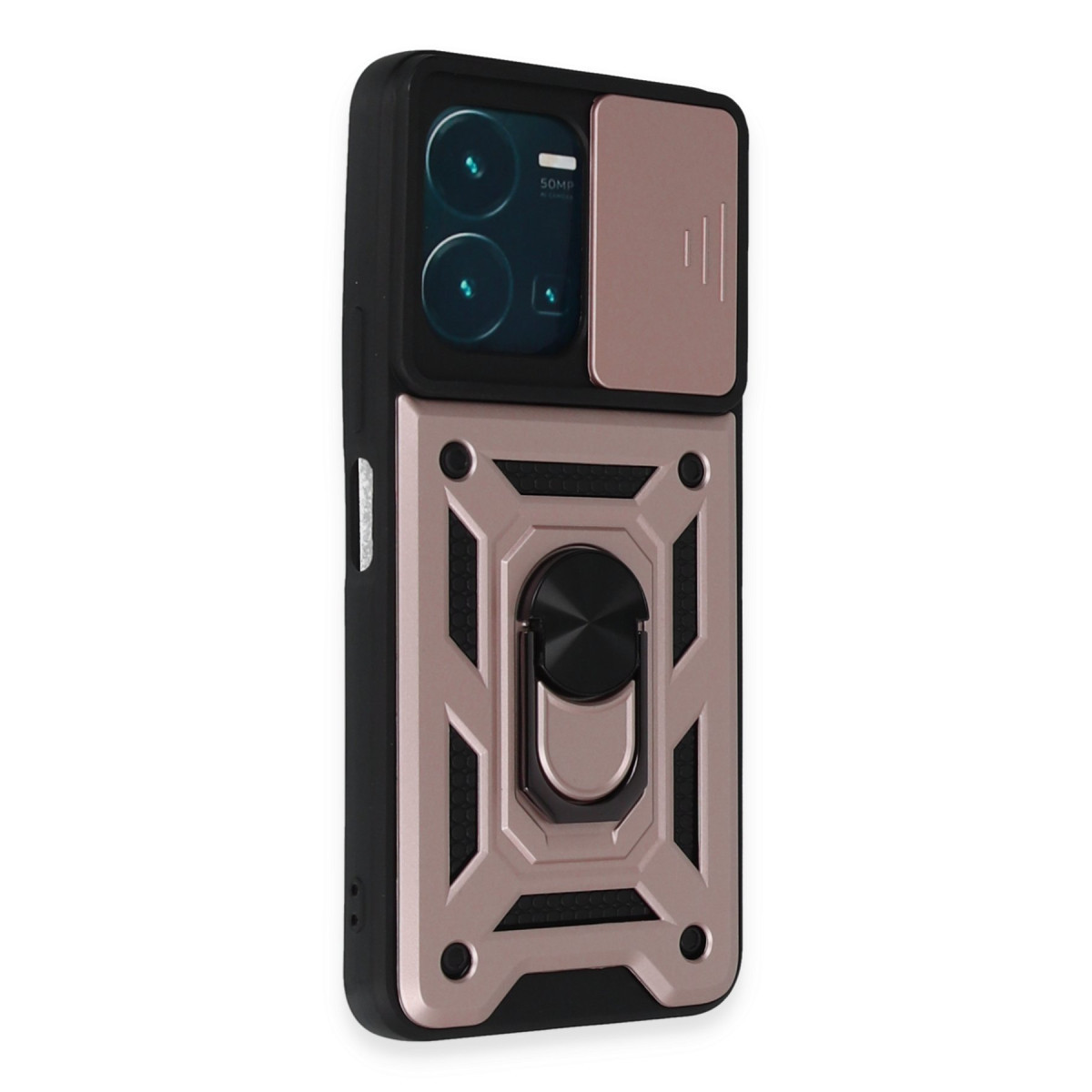 Newface Vivo Y35 Kılıf Pars Lens Yüzüklü Silikon - Rose Gold — görsel 7
