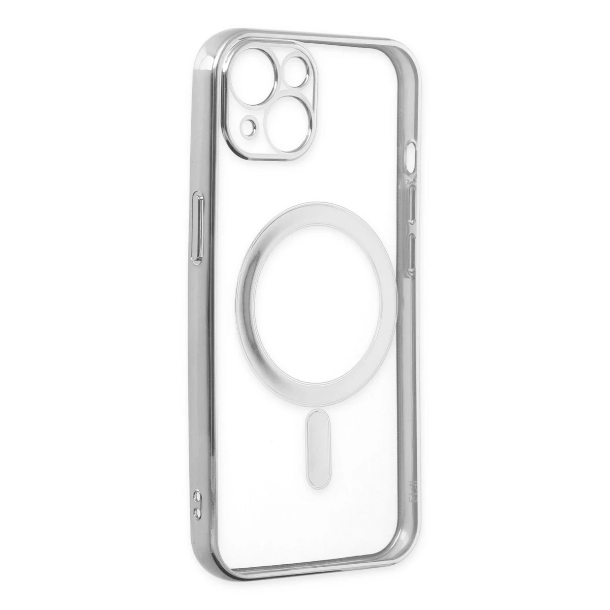 Newface Apple iPhone 14 Plus Kılıf Magneticsafe Lazer Silikon - Gümüş