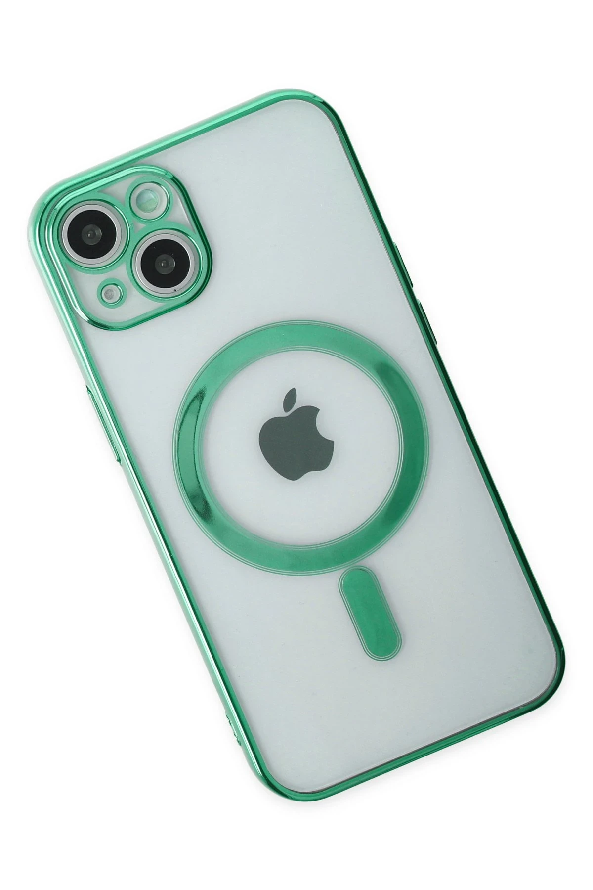 Newface iPhone 14 Plus Kılıf Magneticsafe Lazer Silikon - Haki Yeşil