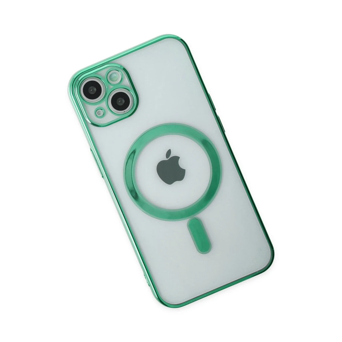 Newface Apple iPhone 14 Plus Kılıf Magneticsafe Lazer Silikon - Haki Yeşil