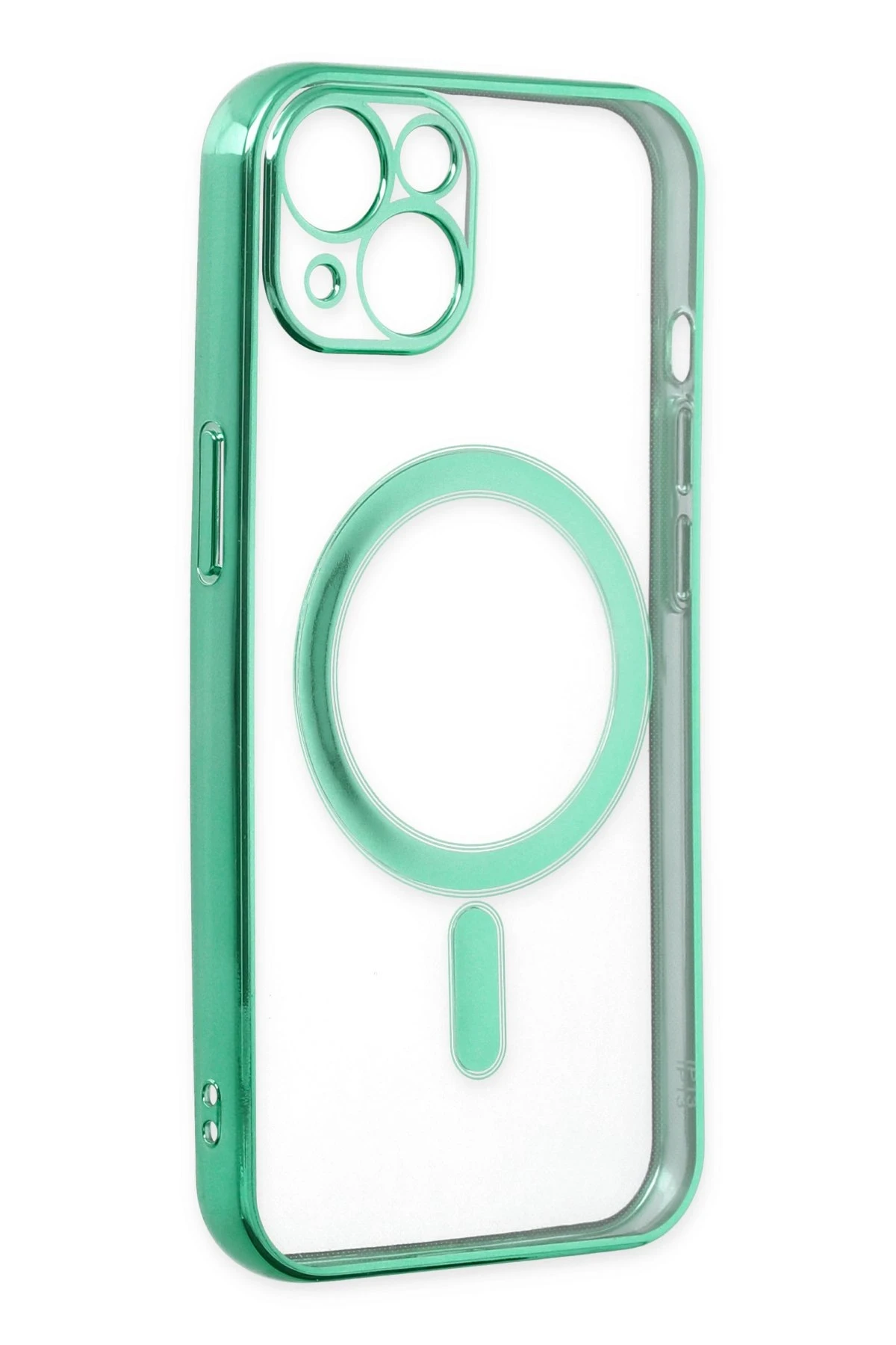 Newface iPhone 14 Plus Kılıf Magneticsafe Lazer Silikon - Haki Yeşil