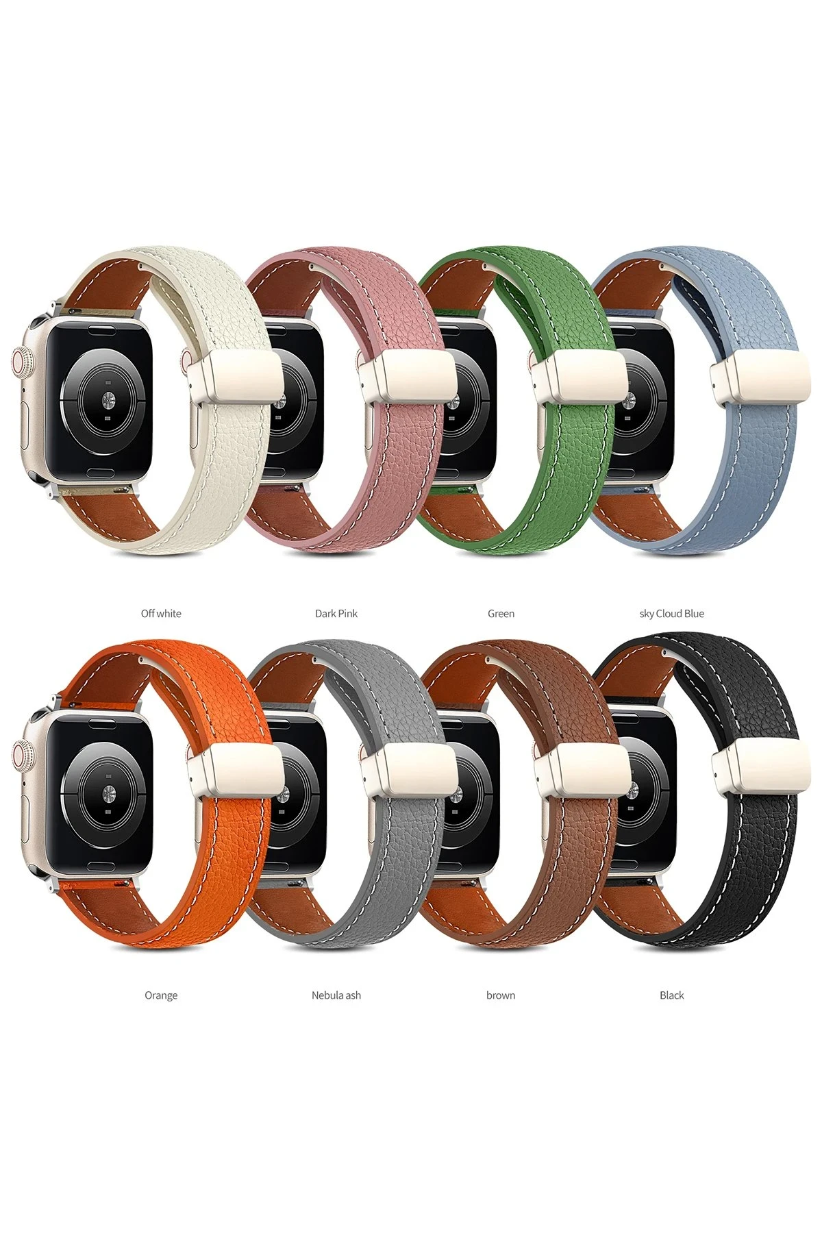 Newface Apple Watch 38mm KR414 Daks Deri Kordon - Beyaz — görsel 2