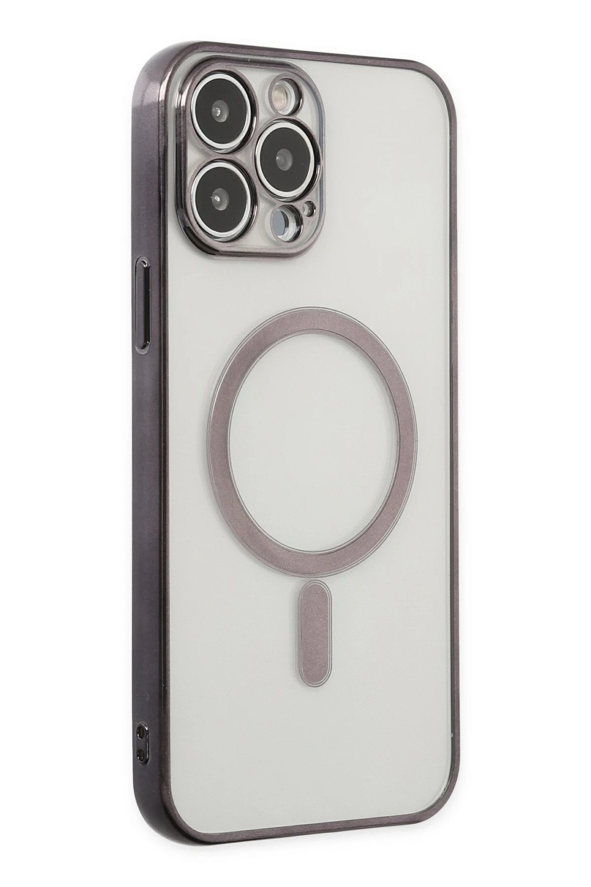 Newface Apple iPhone 14 Pro Max Kılıf Magneticsafe Lazer Silikon - Siyah
