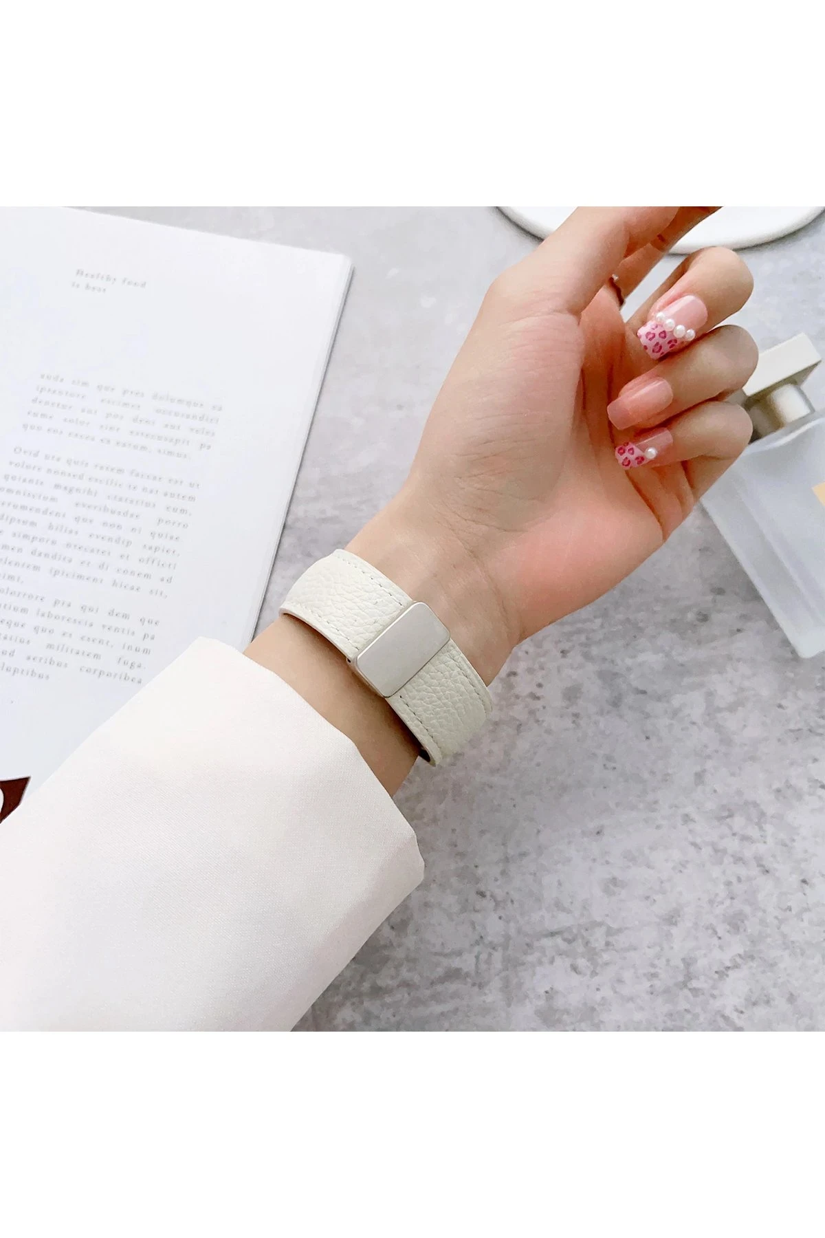 Newface Apple Watch 42mm KR414 Daks Deri Kordon - Beyaz — görsel 5