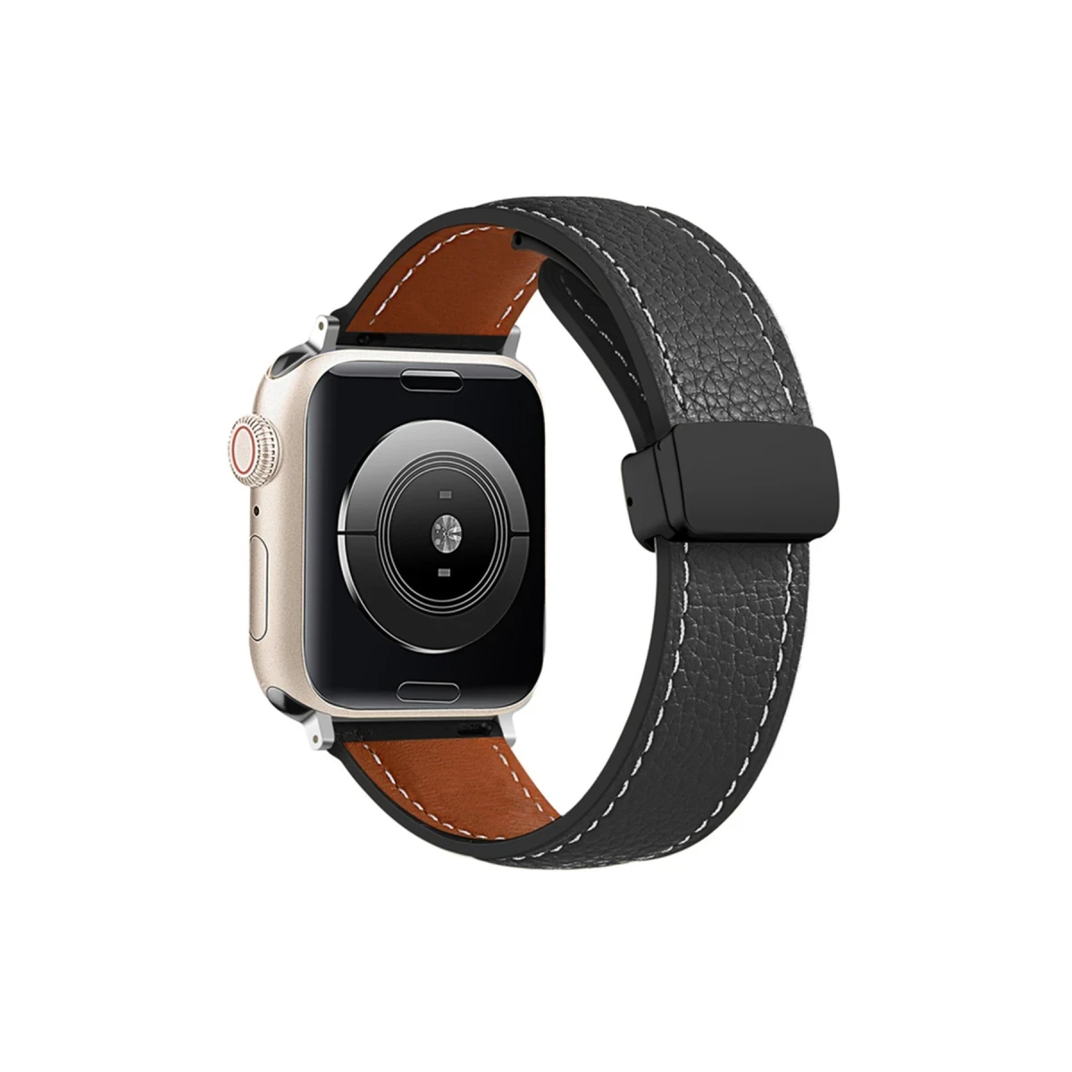 Newface Apple Watch 42mm KR414 Daks Deri Kordon - Siyah