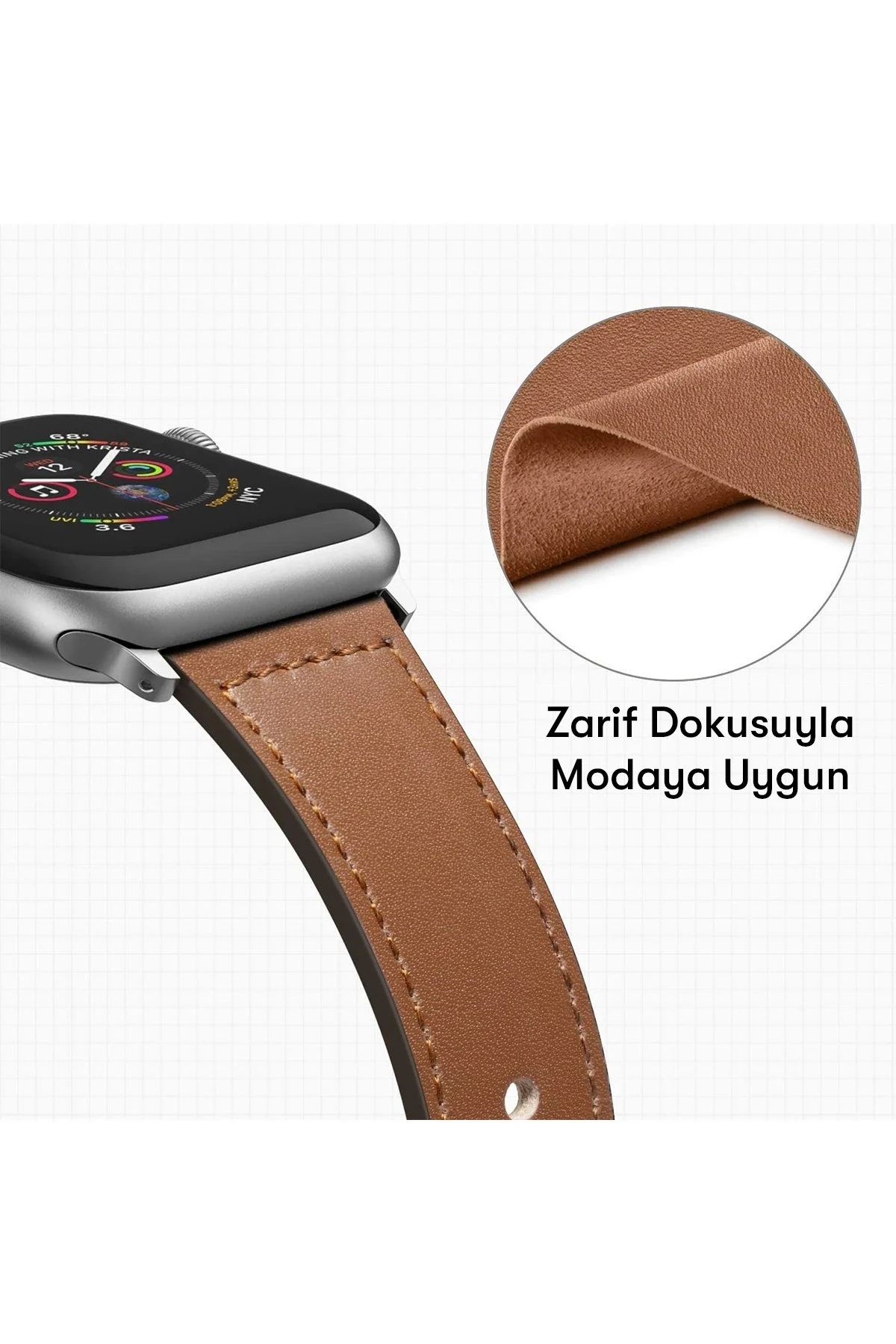 Newface Apple Watch 38mm KR415 Luaz Deri Kordon - Kırmızı