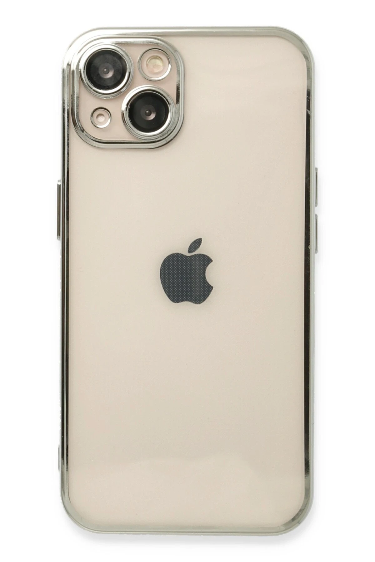 Newface iPhone 14 Kılıf Razer Lensli Silikon - Gümüş