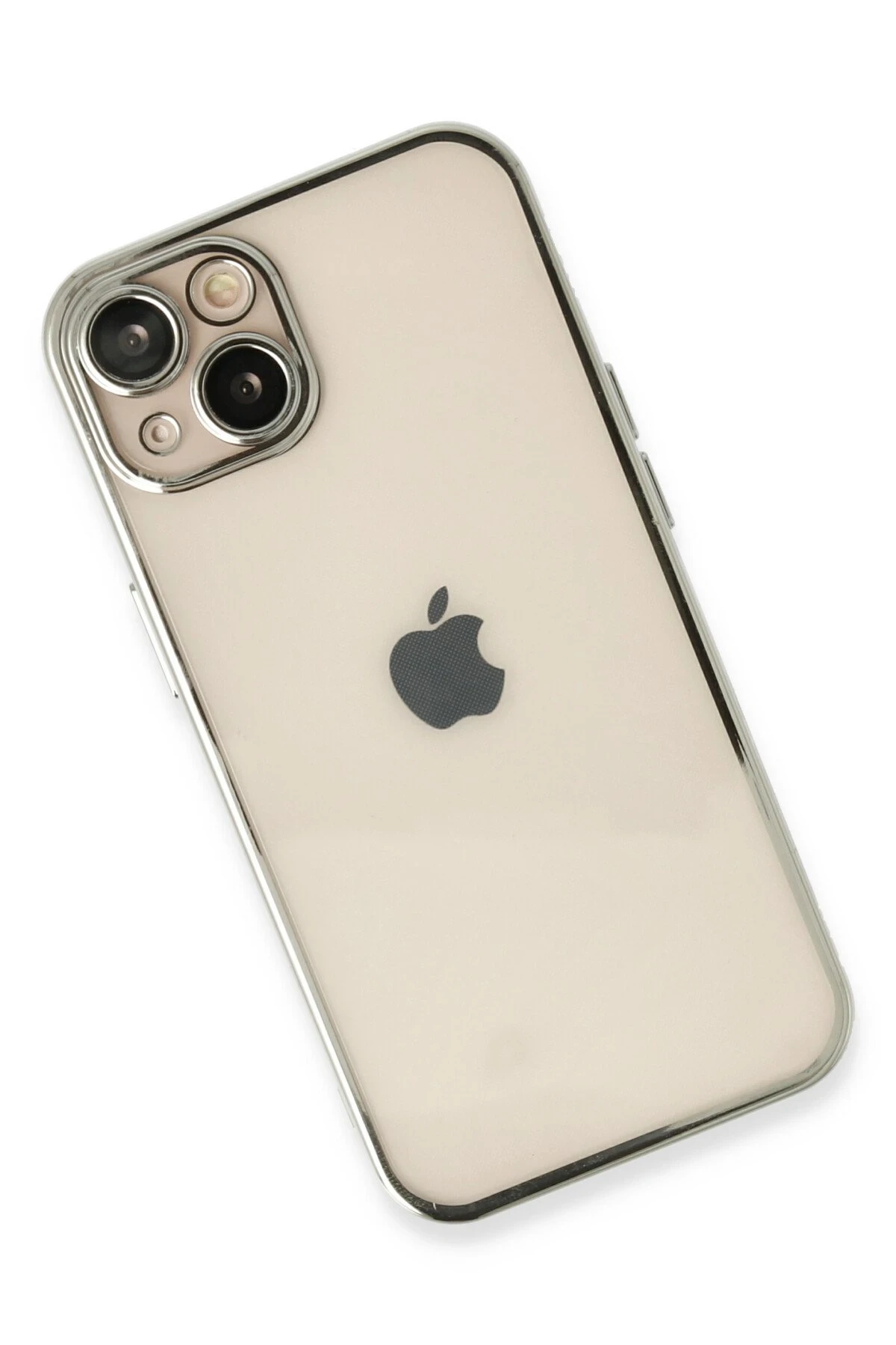 Newface iPhone 14 Kılıf Razer Lensli Silikon - Gümüş
