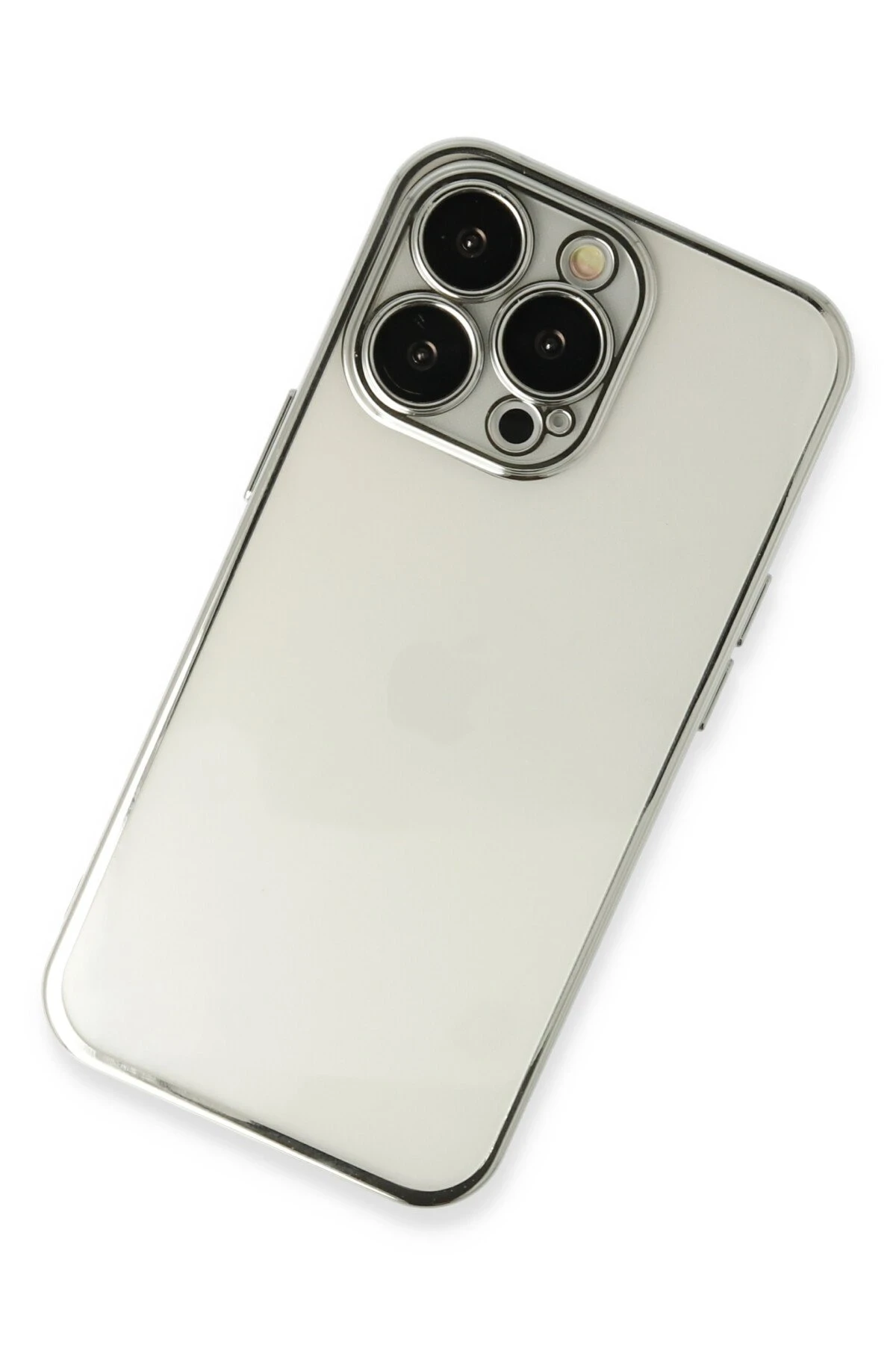 Newface iPhone 14 Pro Max Kılıf Razer Lensli Silikon - Gümüş
