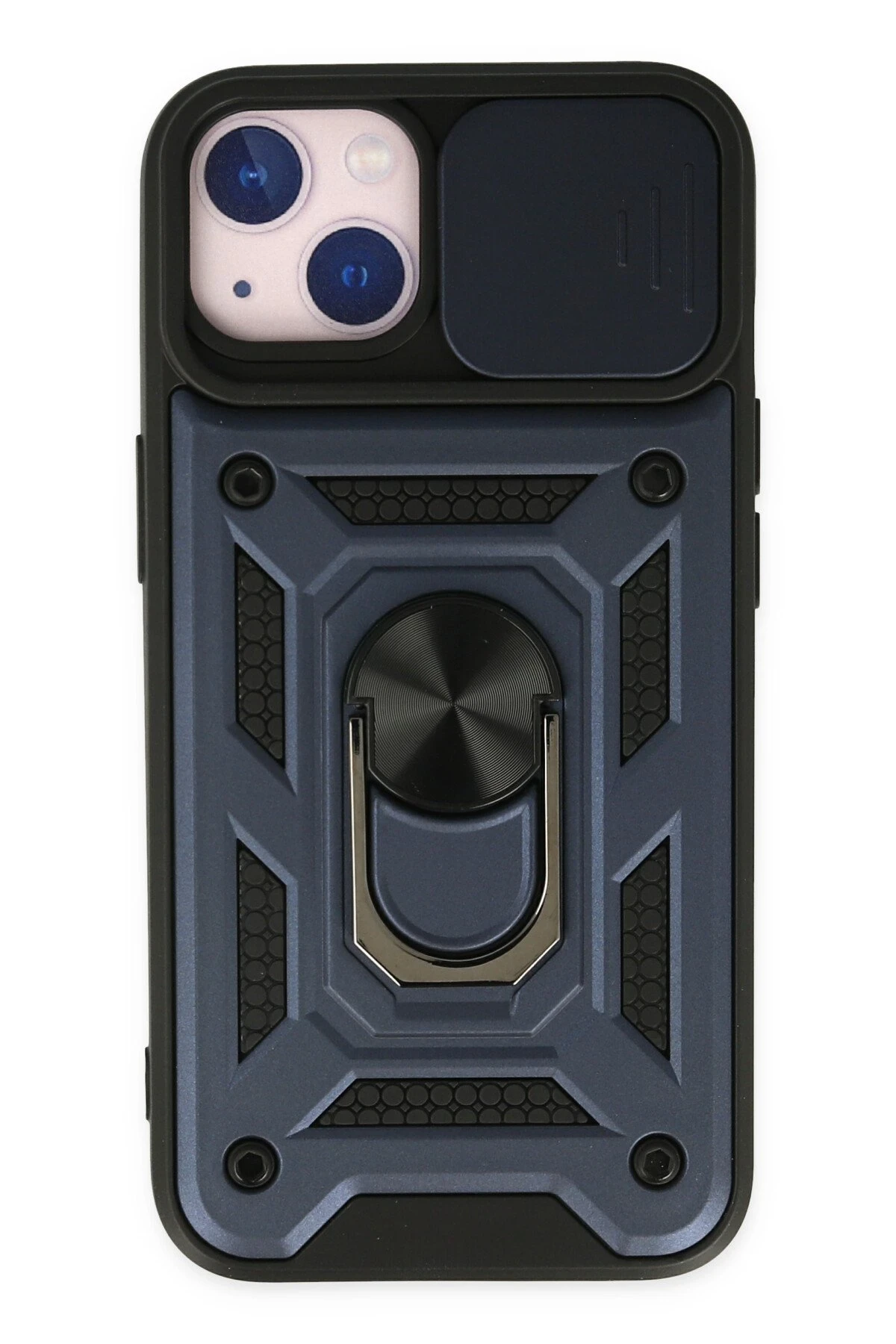 Newface iPhone 14 Kılıf Pars Lens Yüzüklü Silikon - Lacivert
