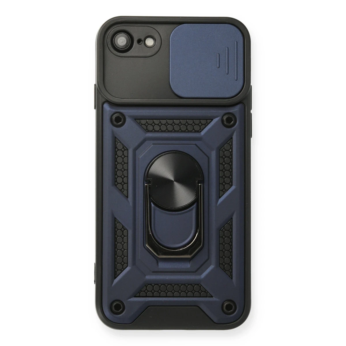 Newface Apple iPhone 7 Kılıf Pars Lens Yüzüklü Silikon - Lacivert