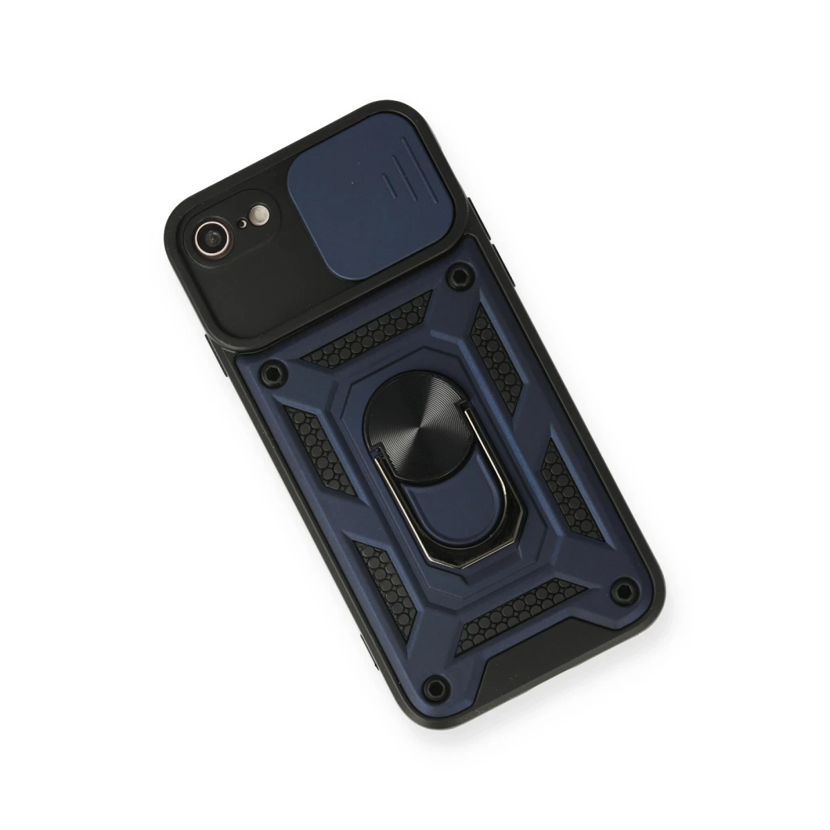 Newface Apple iPhone 7 Kılıf Pars Lens Yüzüklü Silikon - Lacivert