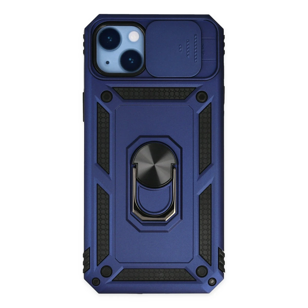 Newface Apple iPhone 14 Plus Kılıf Pars Lens Yüzüklü Silikon - Lacivert
