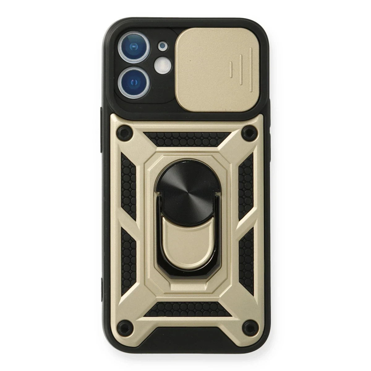 Apple iPhone 11 Kılıf Pars Lens Yüzüklü Silikon - Gold