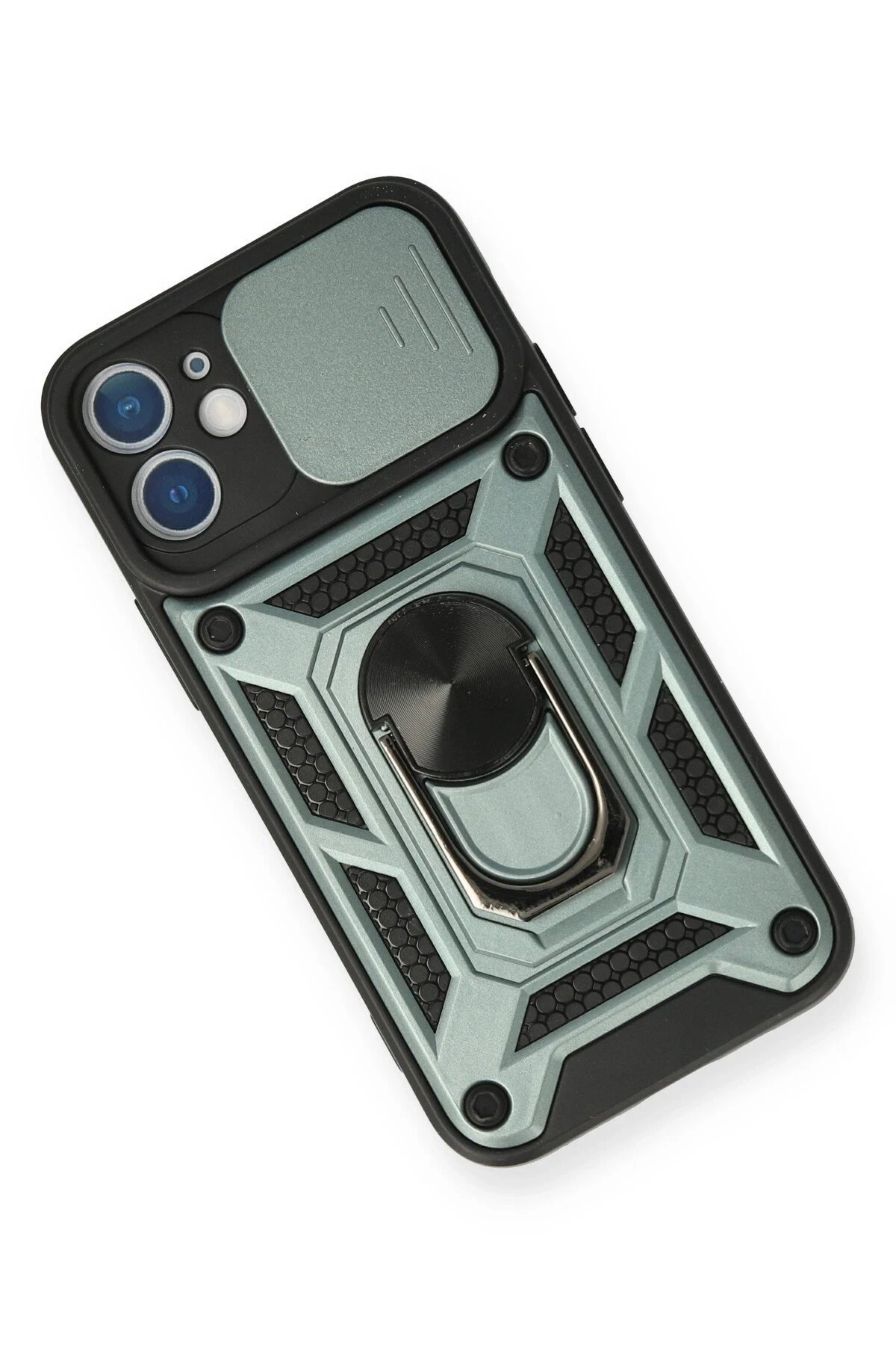Newface iPhone 11 Kılıf Pars Lens Yüzüklü Silikon - Yeşil