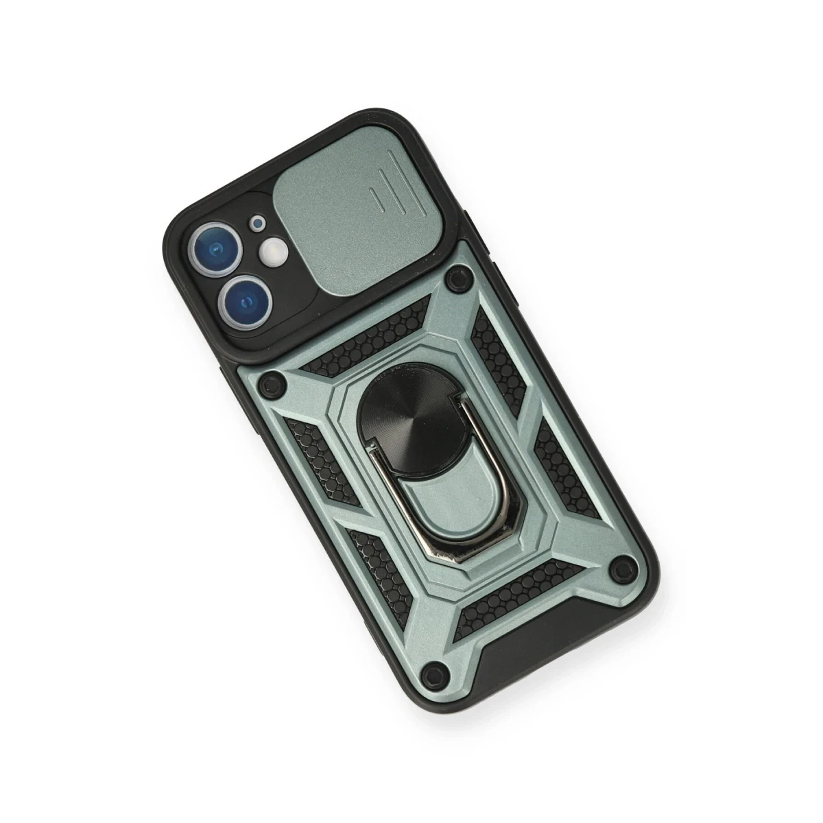Apple iPhone 11 Kılıf Pars Lens Yüzüklü Silikon - Yeşil