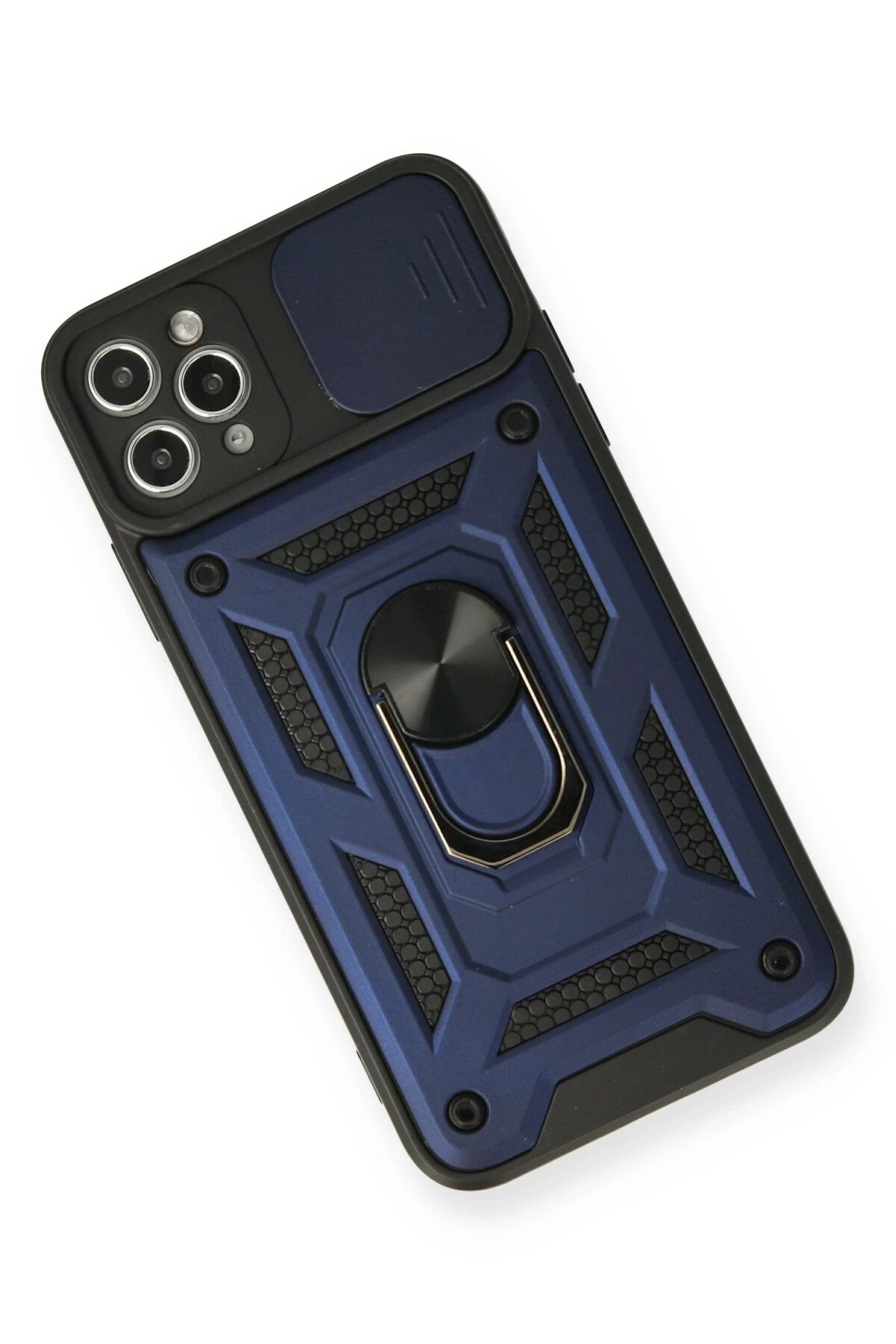 Newface iPhone 11 Pro Max Kılıf Pars Lens Yüzüklü Silikon - Lacivert