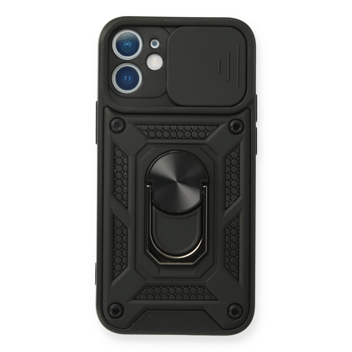 Newface Apple iPhone 12 Kılıf Pars Lens Yüzüklü Silikon - Siyah — görsel 7