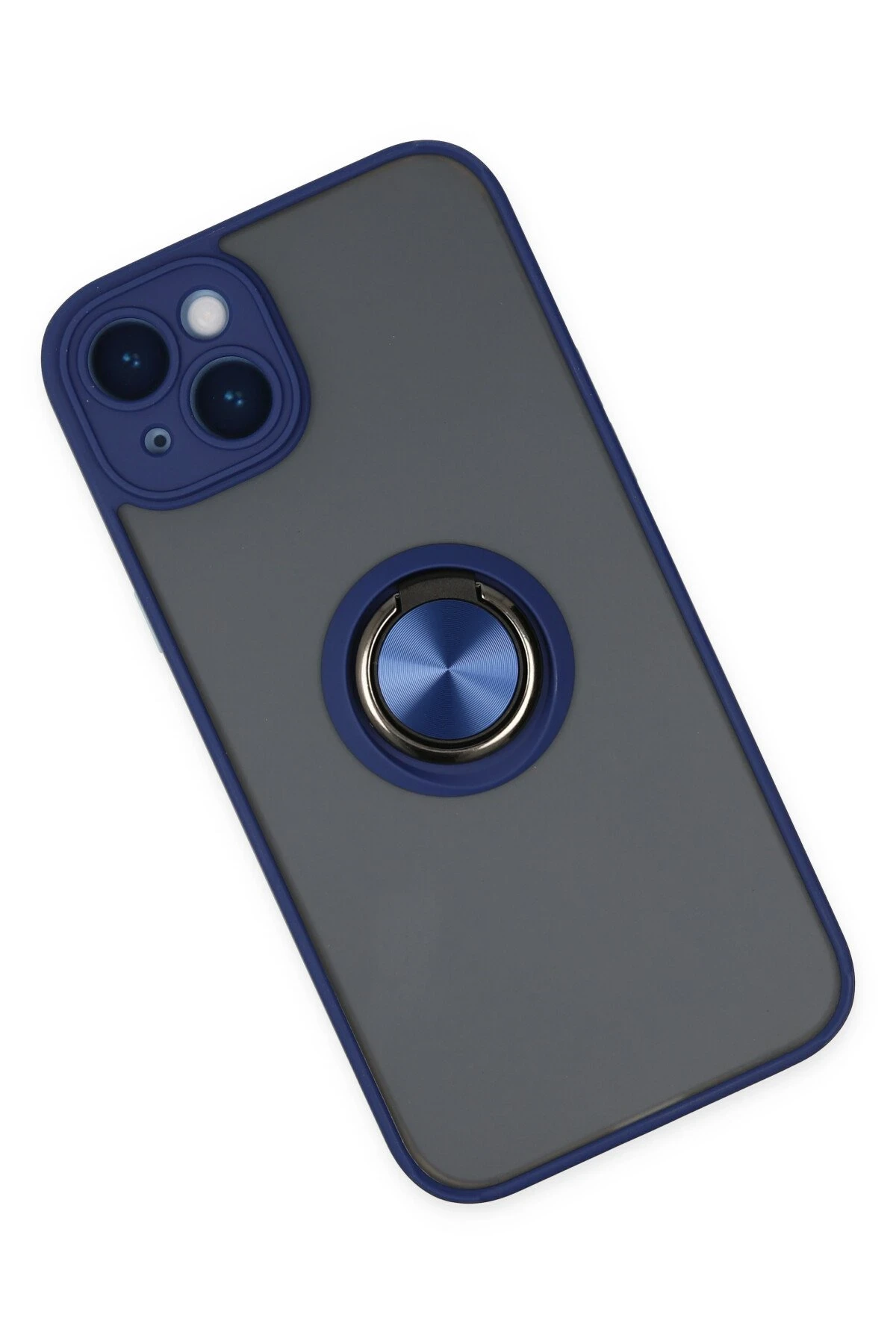 Newface iPhone 14 Kılıf Montreal Yüzüklü Silikon Kapak - Lacivert