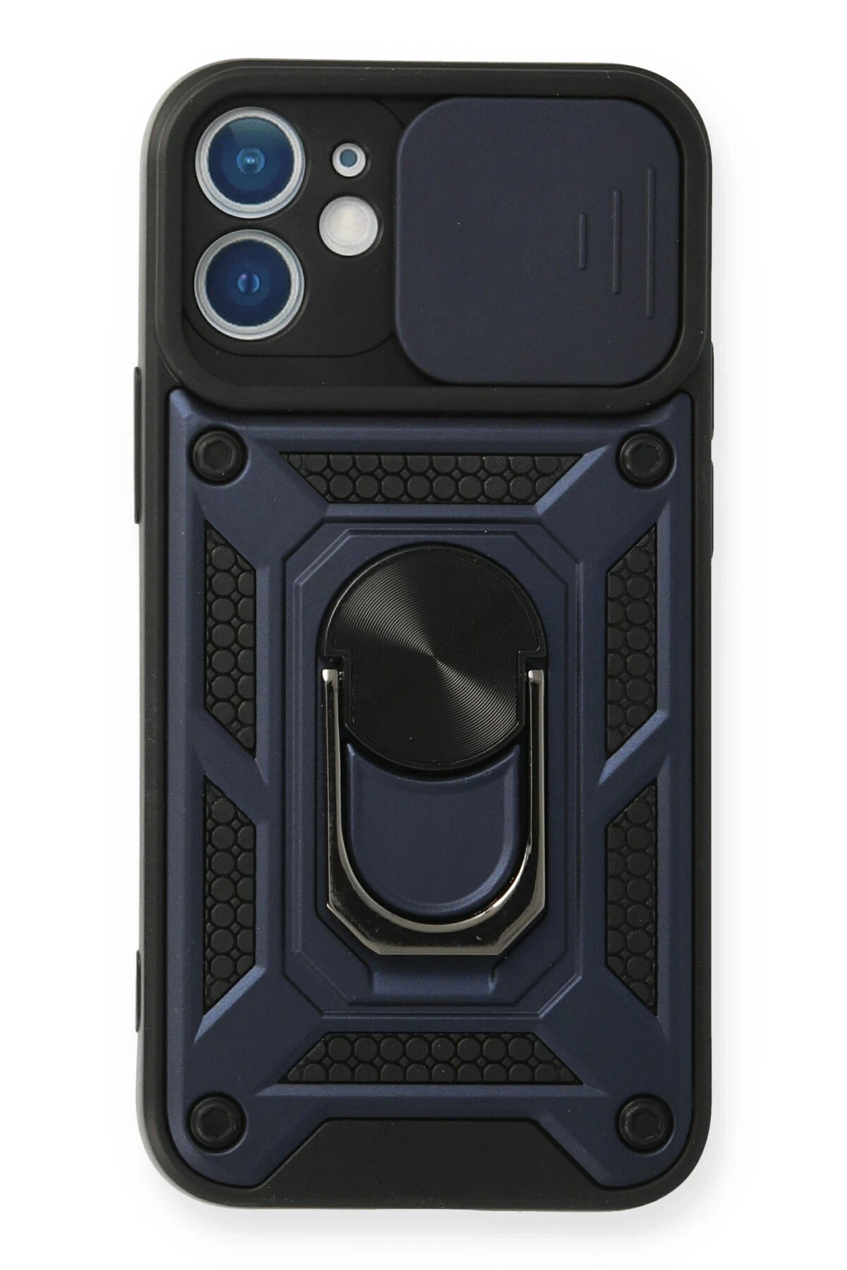 Newface iPhone 12 Mini Kılıf Pars Lens Yüzüklü Silikon - Lacivert