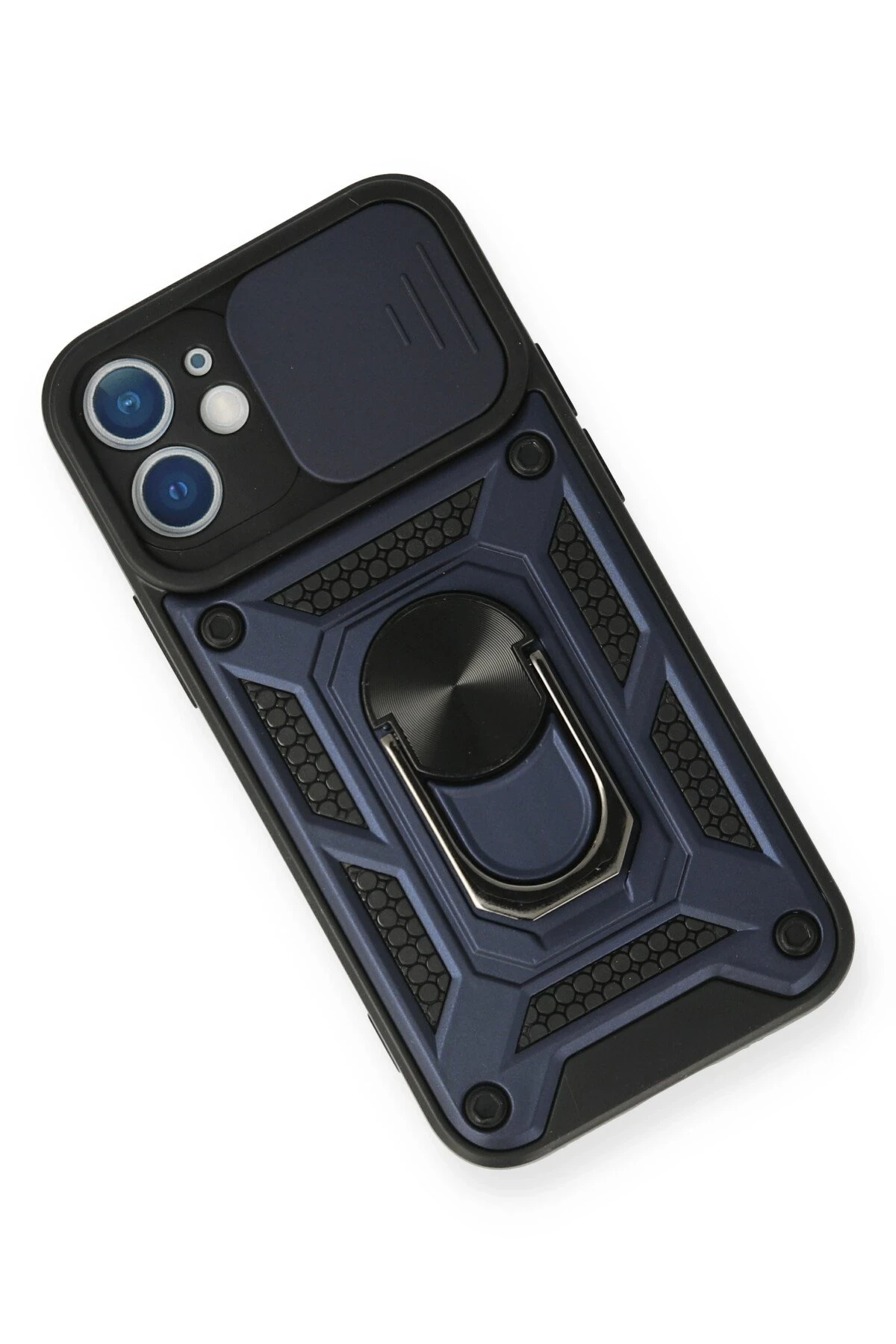 Newface iPhone 12 Mini Kılıf Pars Lens Yüzüklü Silikon - Lacivert