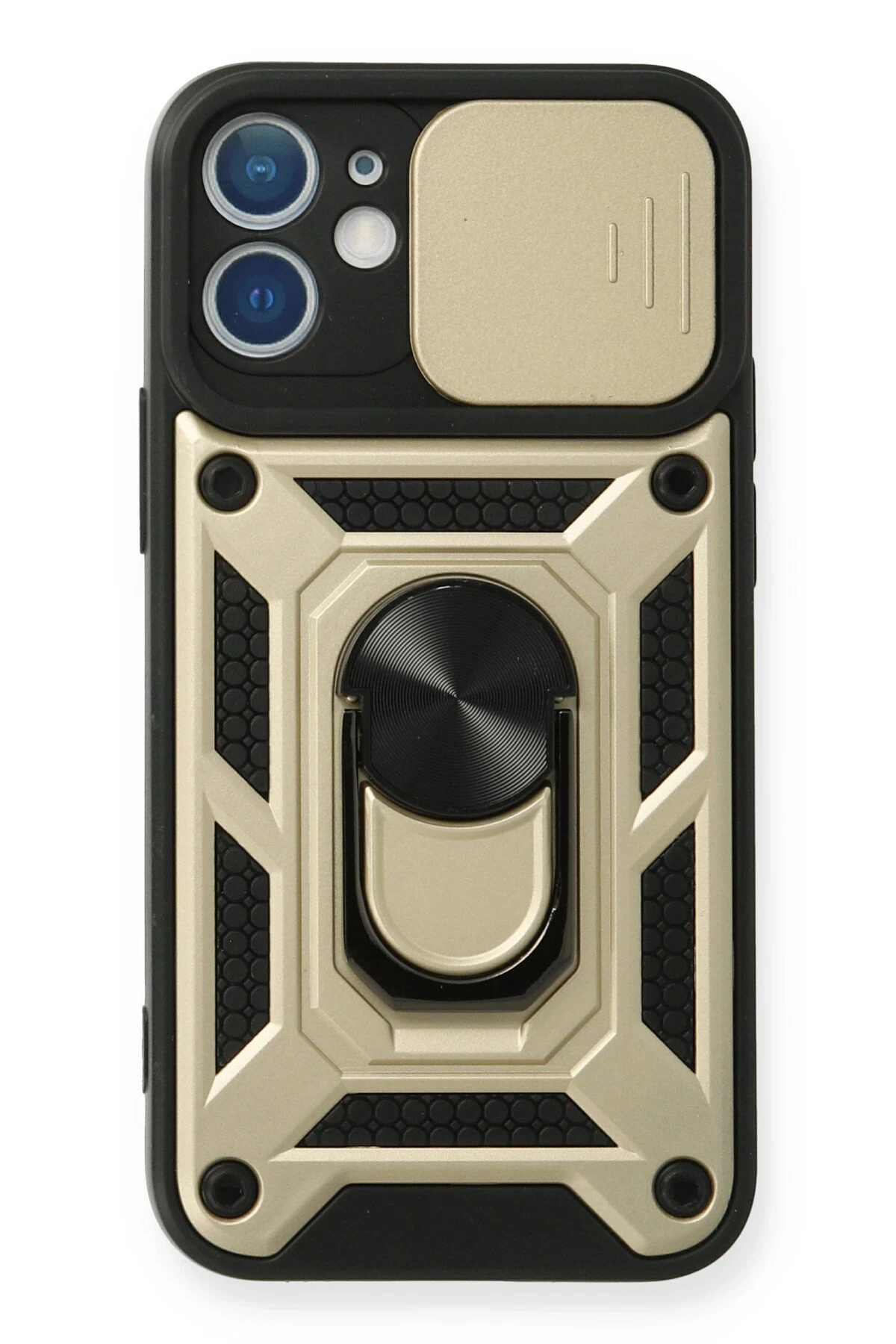 Newface iPhone 12 Mini Kılıf Pars Lens Yüzüklü Silikon - Gold