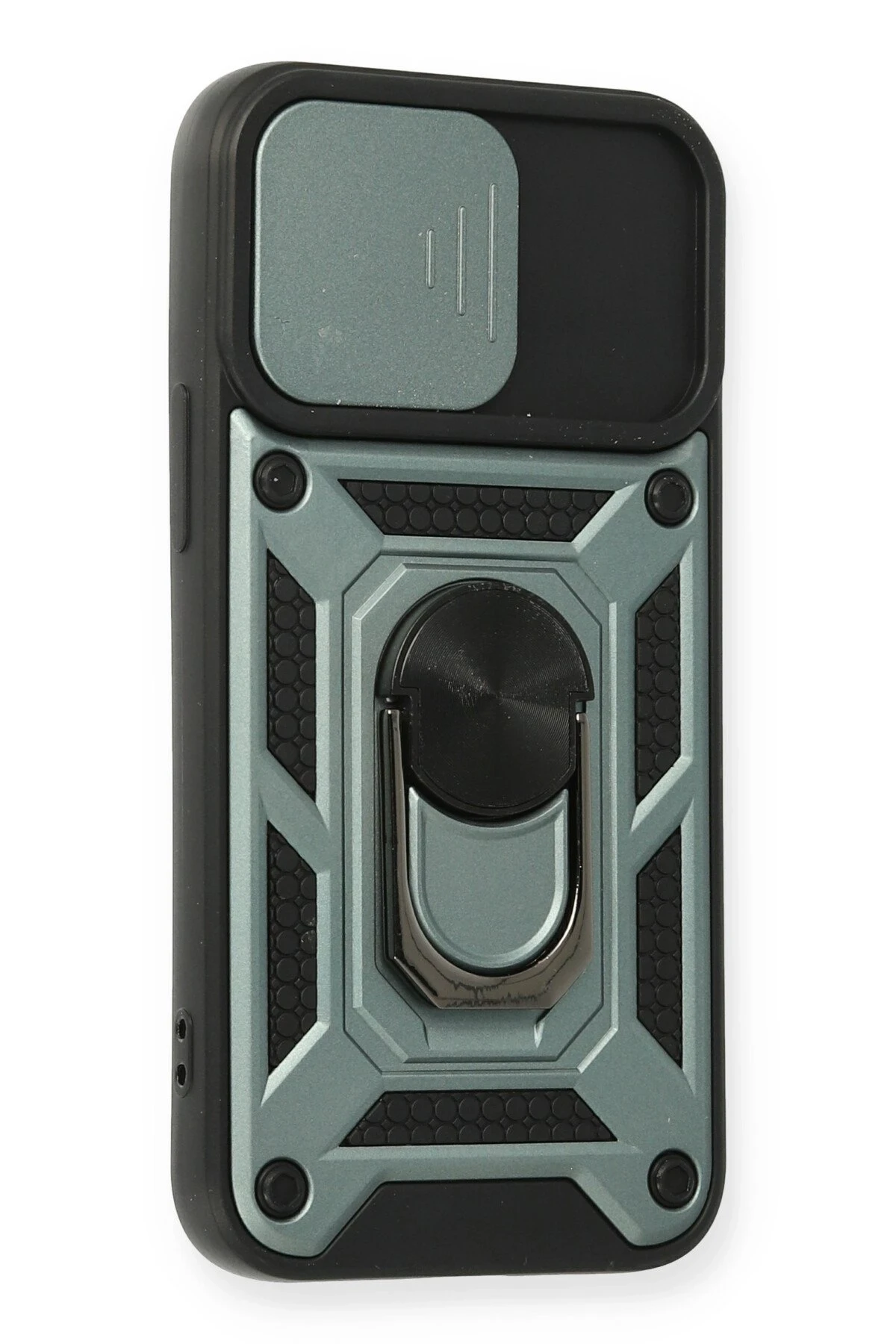 Newface iPhone 12 Mini Kılıf Pars Lens Yüzüklü Silikon - Yeşil