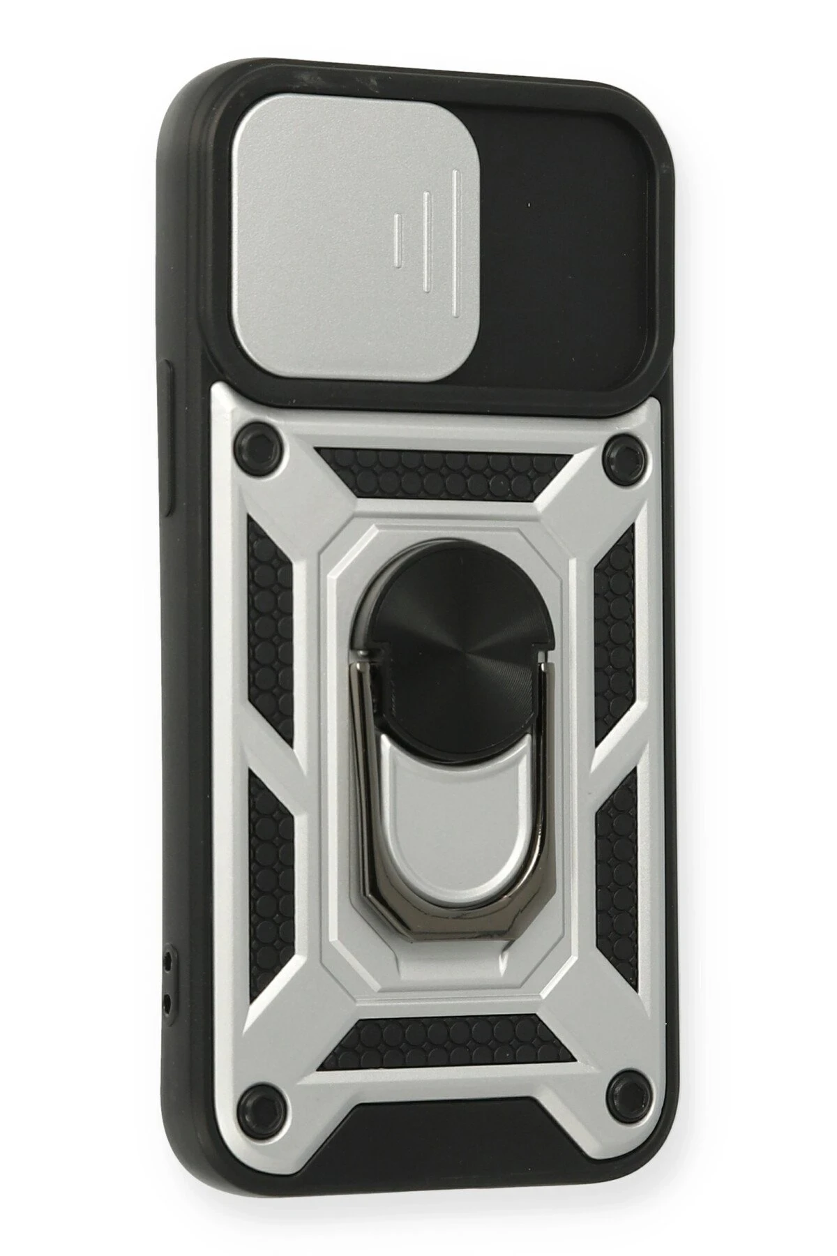 Newface iPhone 12 Mini Kılıf Pars Lens Yüzüklü Silikon - Gümüş