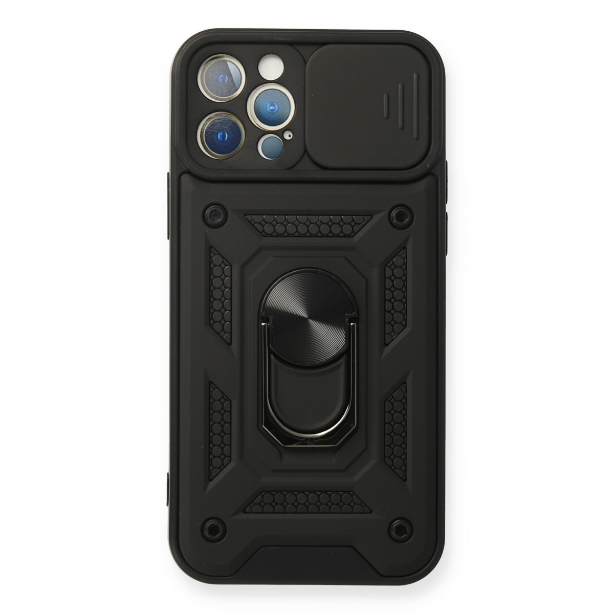 Newface Apple iPhone 12 Pro Kılıf Pars Lens Yüzüklü Silikon - Siyah — görsel 7