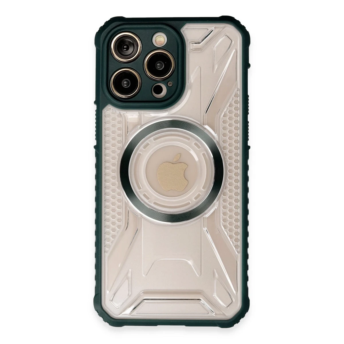 Newface Apple iPhone 14 Pro Max Kılıf Prag Magneticsafe Kapak - Koyu Yeşil