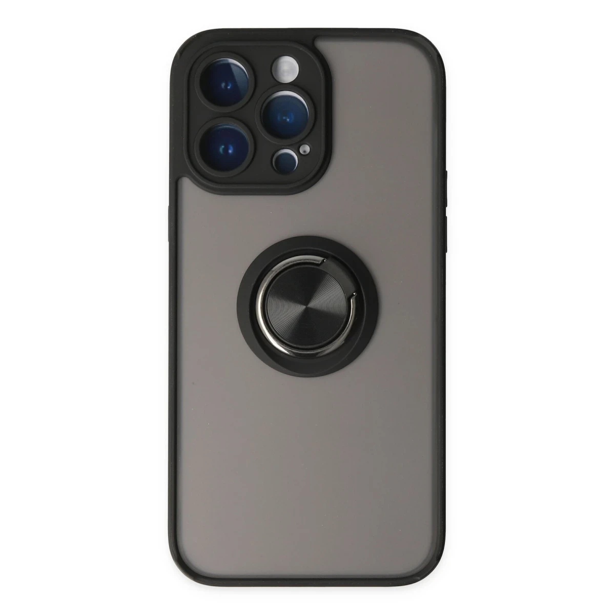 Newface Apple iPhone 14 Pro Kılıf Montreal Yüzüklü Silikon Kapak - Siyah — görsel 5