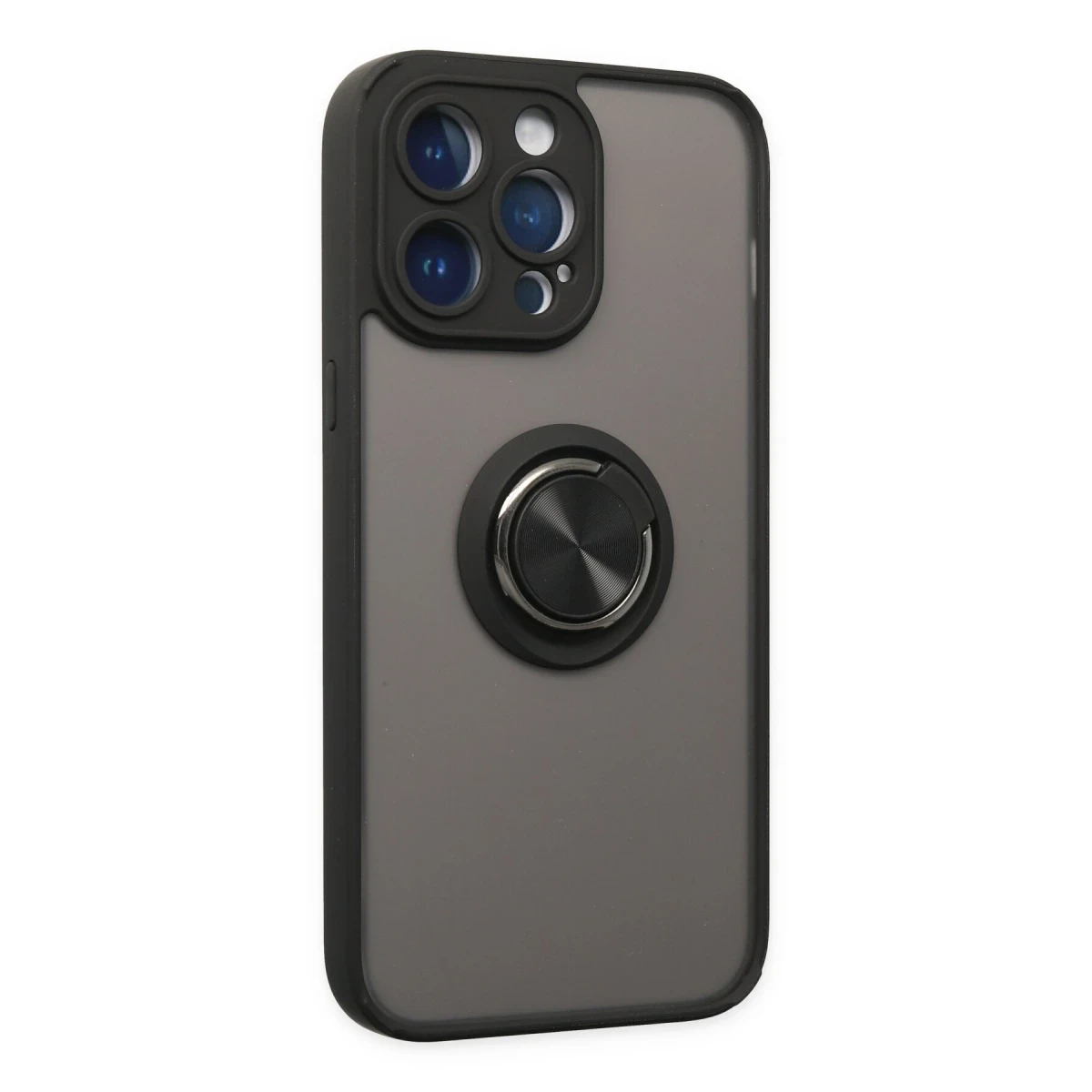 Newface Apple iPhone 14 Pro Kılıf Montreal Yüzüklü Silikon Kapak - Siyah — görsel 6