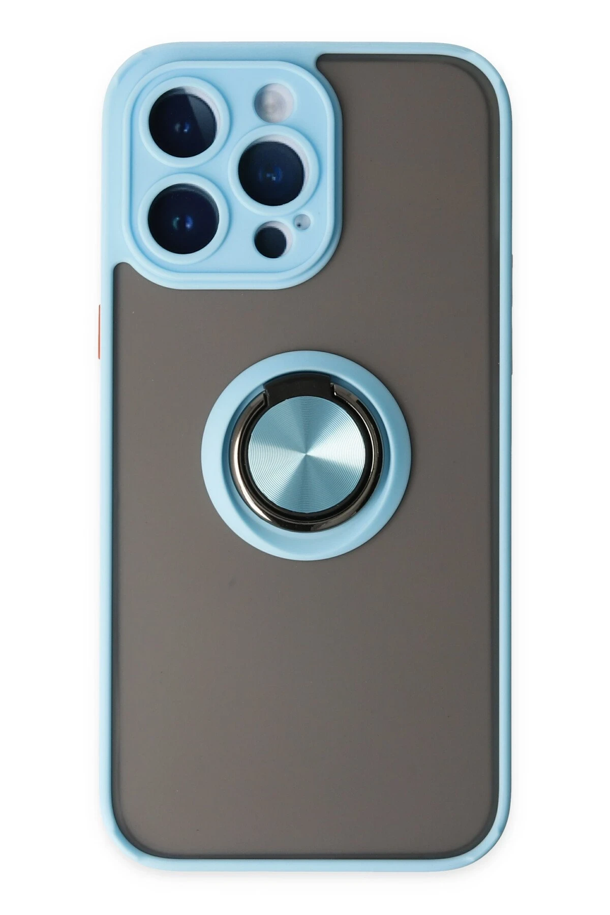 Newface iPhone 14 Pro Kılıf Montreal Yüzüklü Silikon Kapak - Buz Mavi