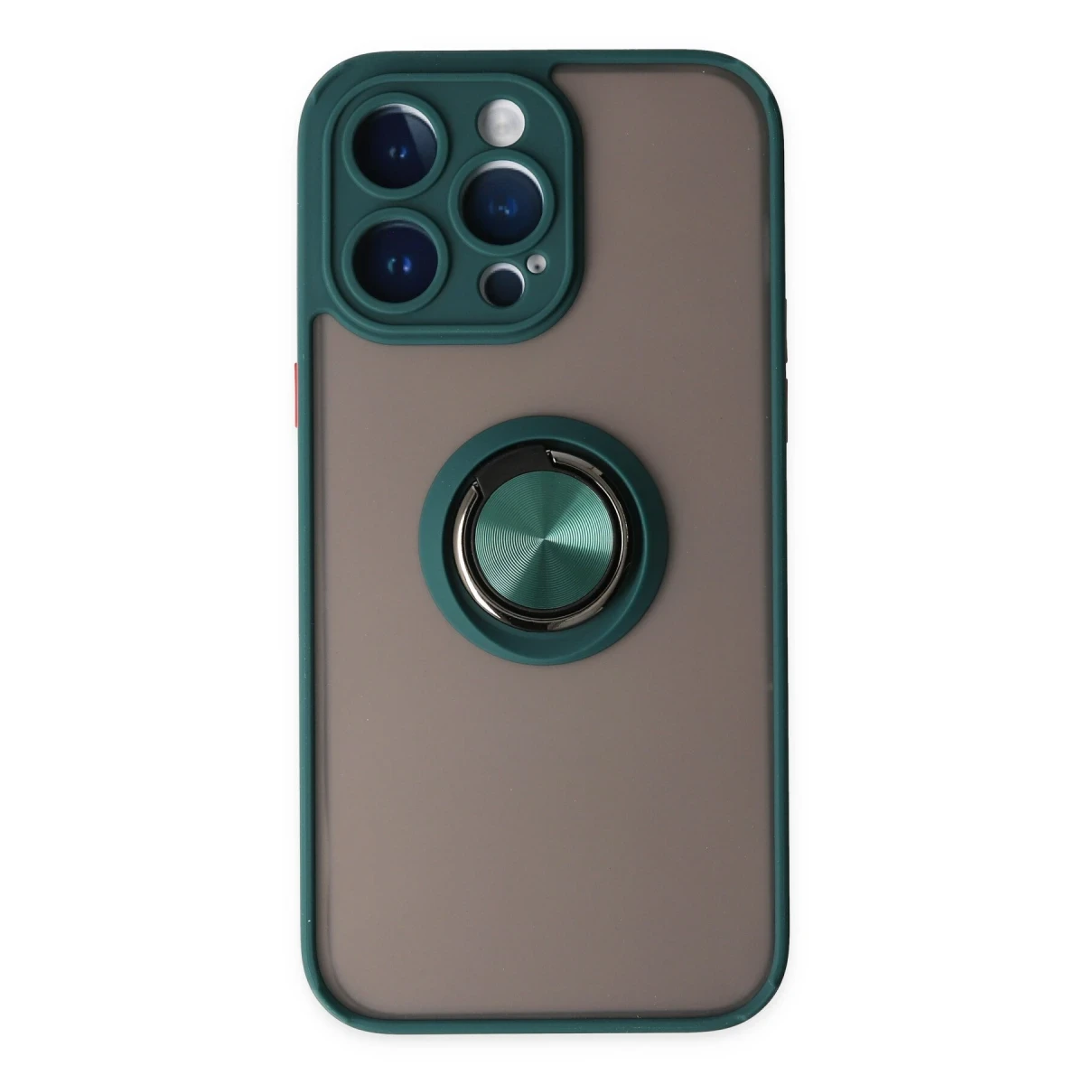Newface Apple iPhone 14 Pro Kılıf Montreal Yüzüklü Silikon Kapak - Yeşil