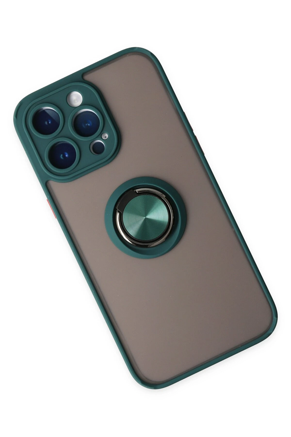 Newface iPhone 14 Pro Kılıf Montreal Yüzüklü Silikon Kapak - Yeşil