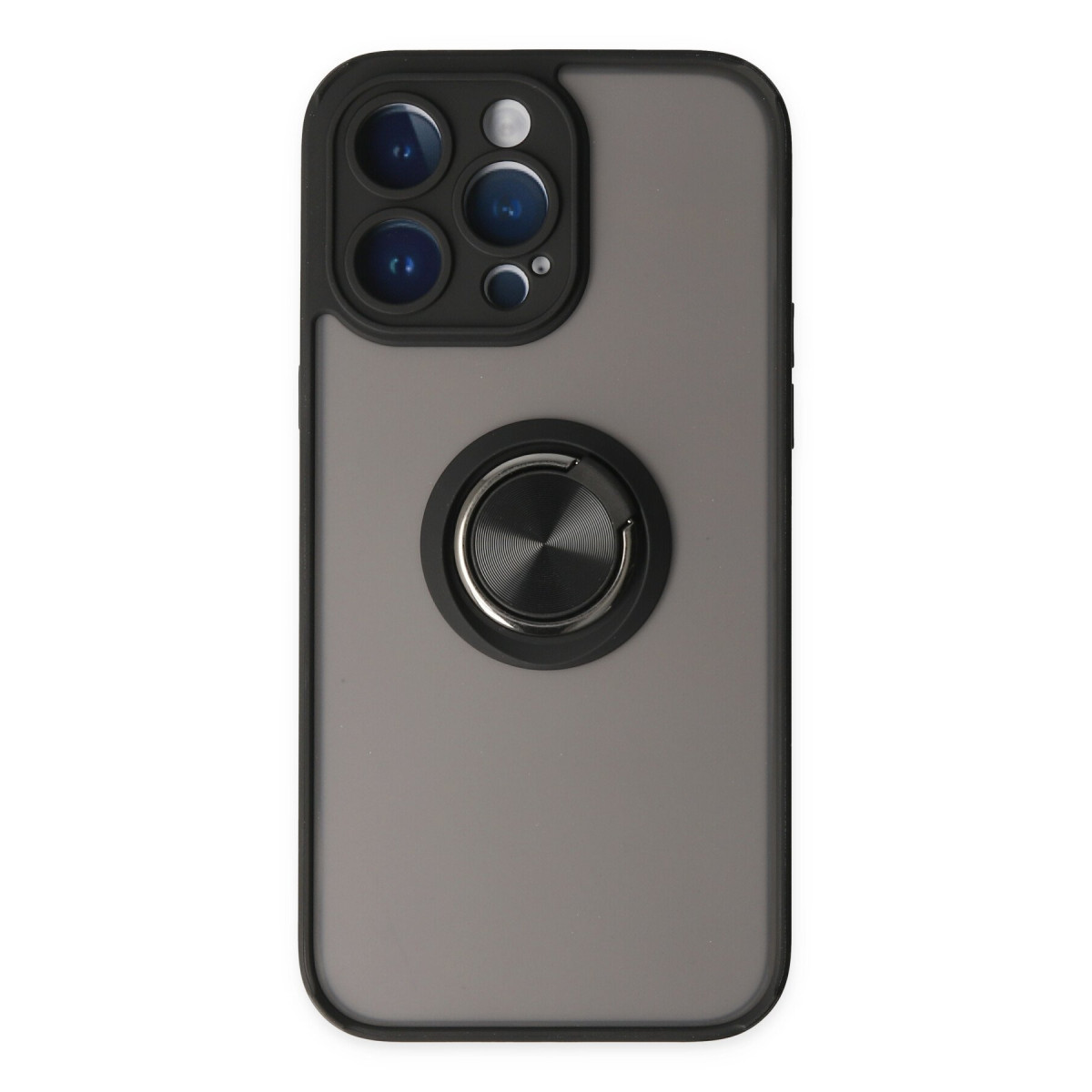 Newface Apple iPhone 14 Pro Max Kılıf Montreal Yüzüklü Silikon Kapak - Siyah — görsel 9