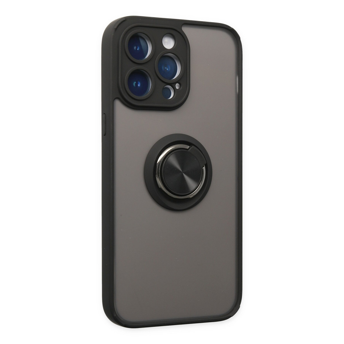 Newface Apple iPhone 14 Pro Max Kılıf Montreal Yüzüklü Silikon Kapak - Siyah — görsel 10