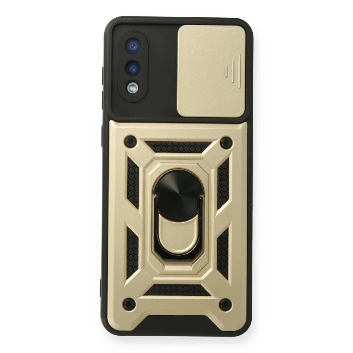 Newface Samsung Galaxy A02 Kılıf Pars Lens Yüzüklü Silikon - Gold