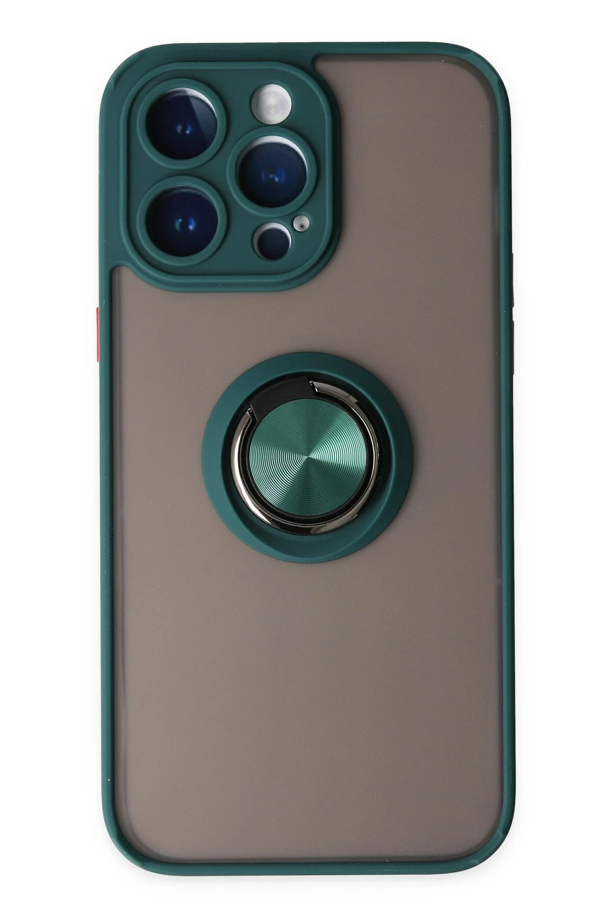 Newface iPhone 14 Pro Max Kılıf Montreal Yüzüklü Silikon Kapak - Yeşil