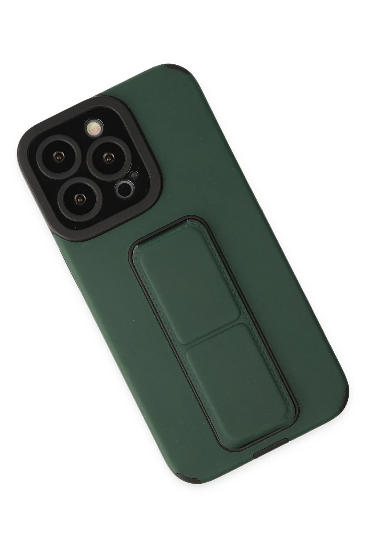 Newface iPhone 14 Pro Kılıf Mega Standlı Silikon - Yeşil