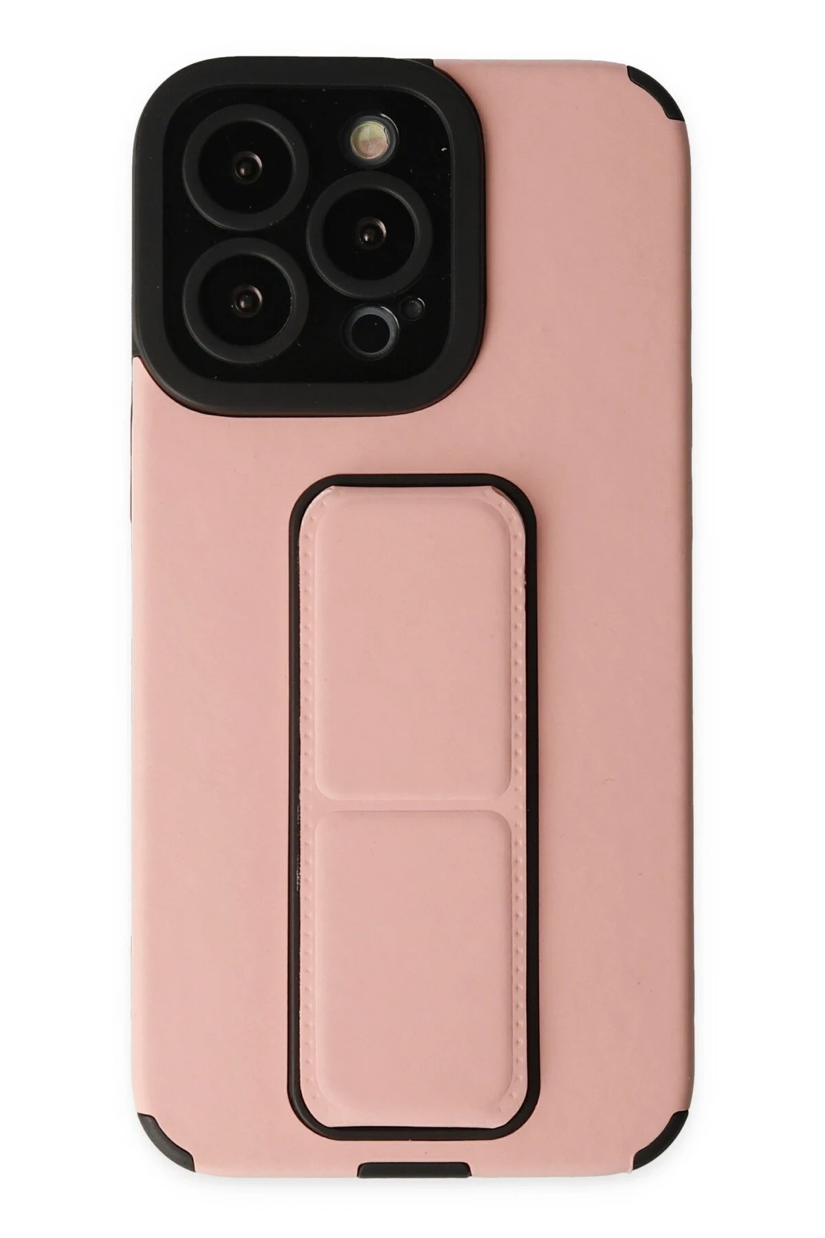 Newface iPhone 14 Pro Kılıf Mega Standlı Silikon - Pudra