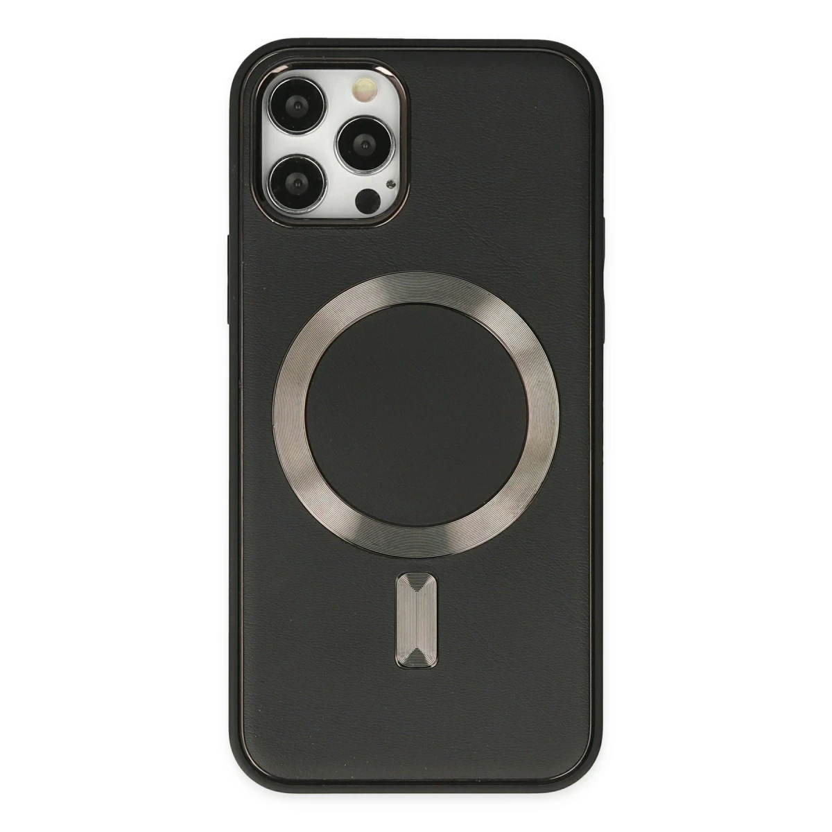 Newface Apple iPhone 12 Pro Max Kılıf Coco Deri Magneticsafe Silikon - Siyah — görsel 4