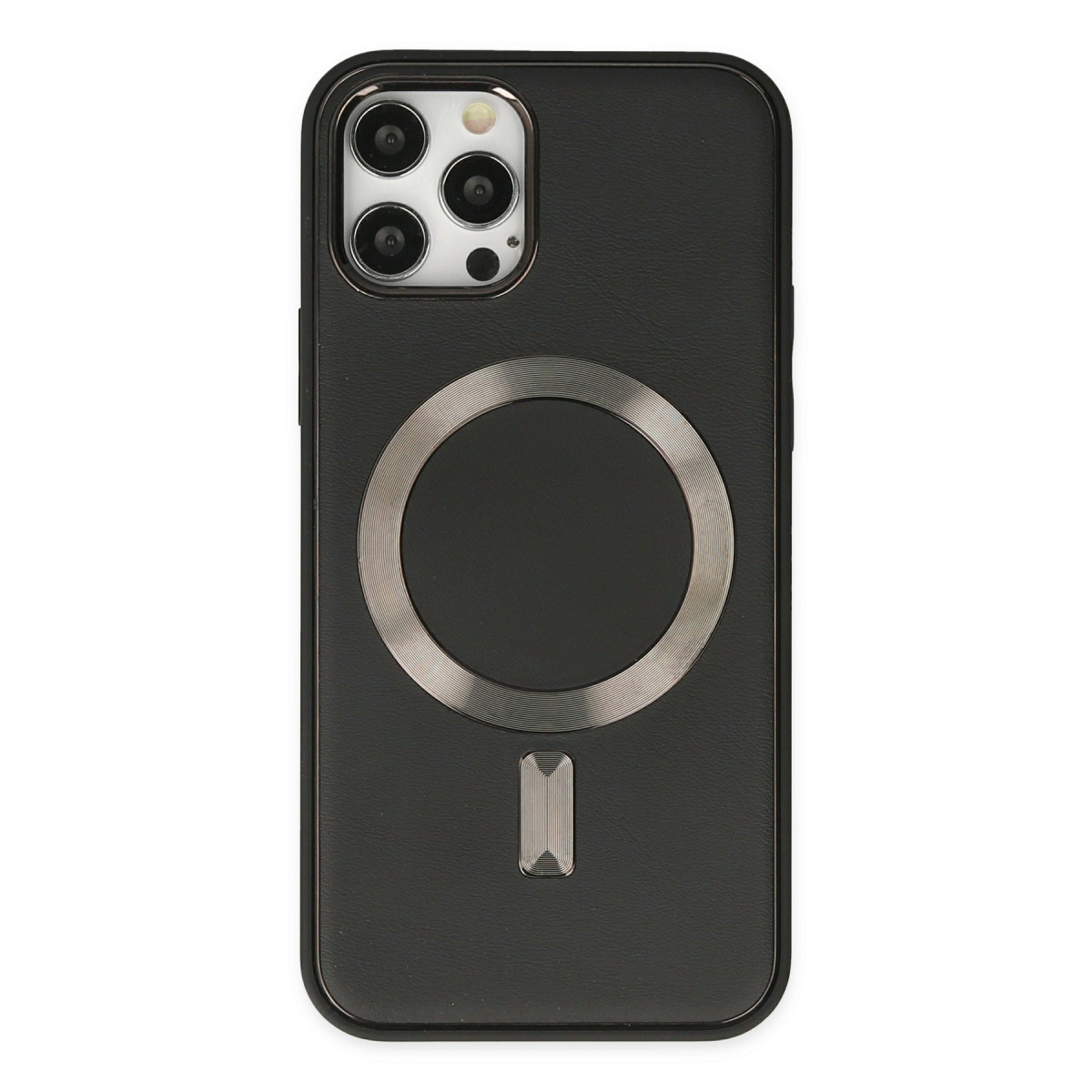 Newface Apple iPhone 12 Pro Max Kılıf Coco Deri Magneticsafe Silikon - Siyah — görsel 7
