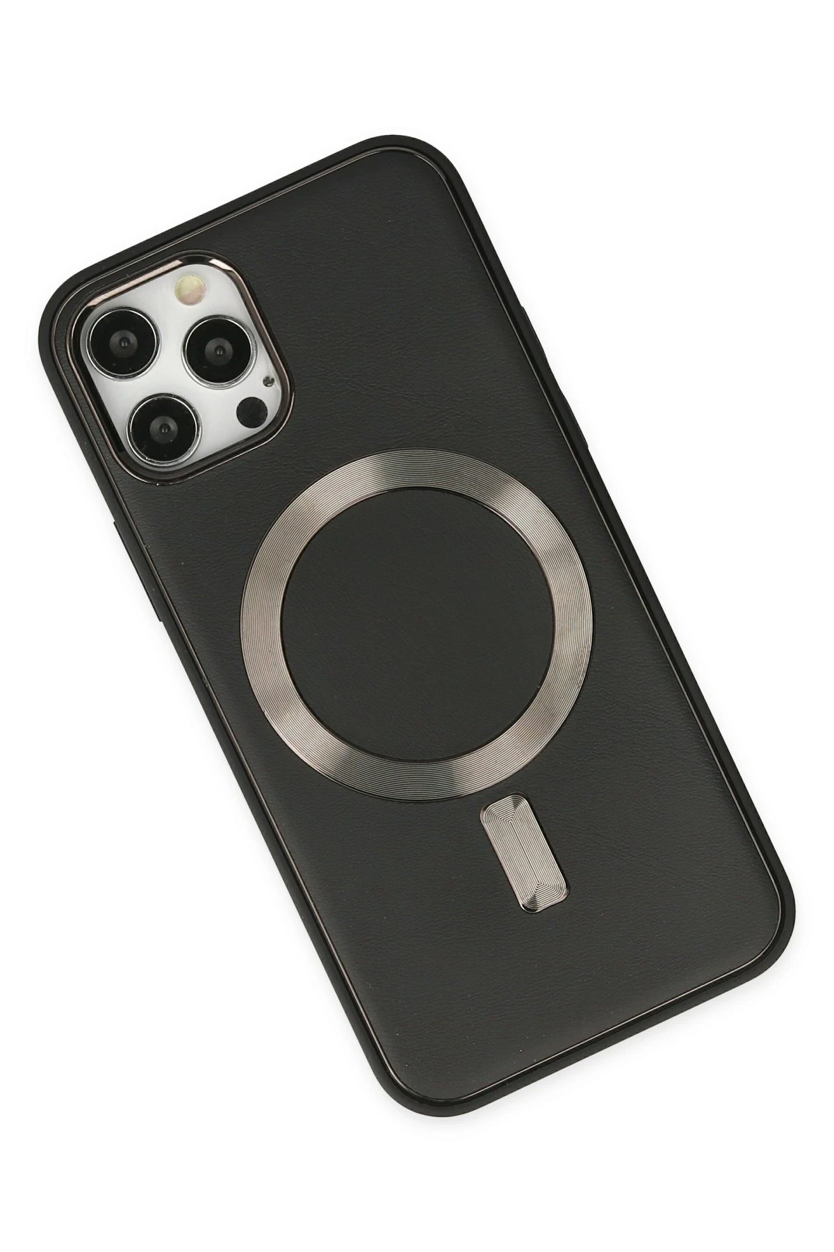 Newface Apple iPhone 12 Pro Max Kılıf Coco Deri Magneticsafe Silikon - Siyah — görsel 2