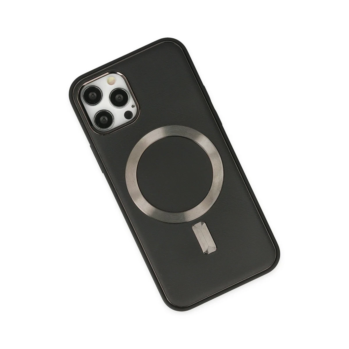 Newface Apple iPhone 12 Pro Max Kılıf Coco Deri Magneticsafe Silikon - Siyah — görsel 5